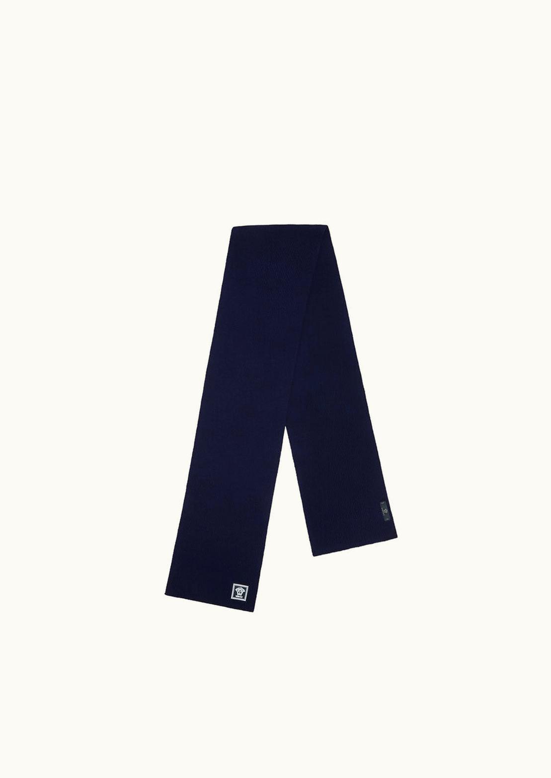 Versace Versace Medusa Wool Ribbed Scarf Blue