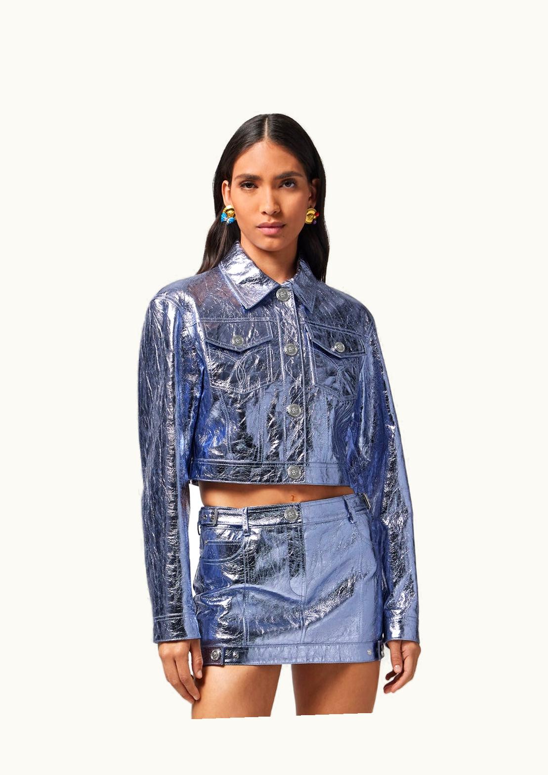 Versace Versace Metallic Leather Cropped Jacket Metallic