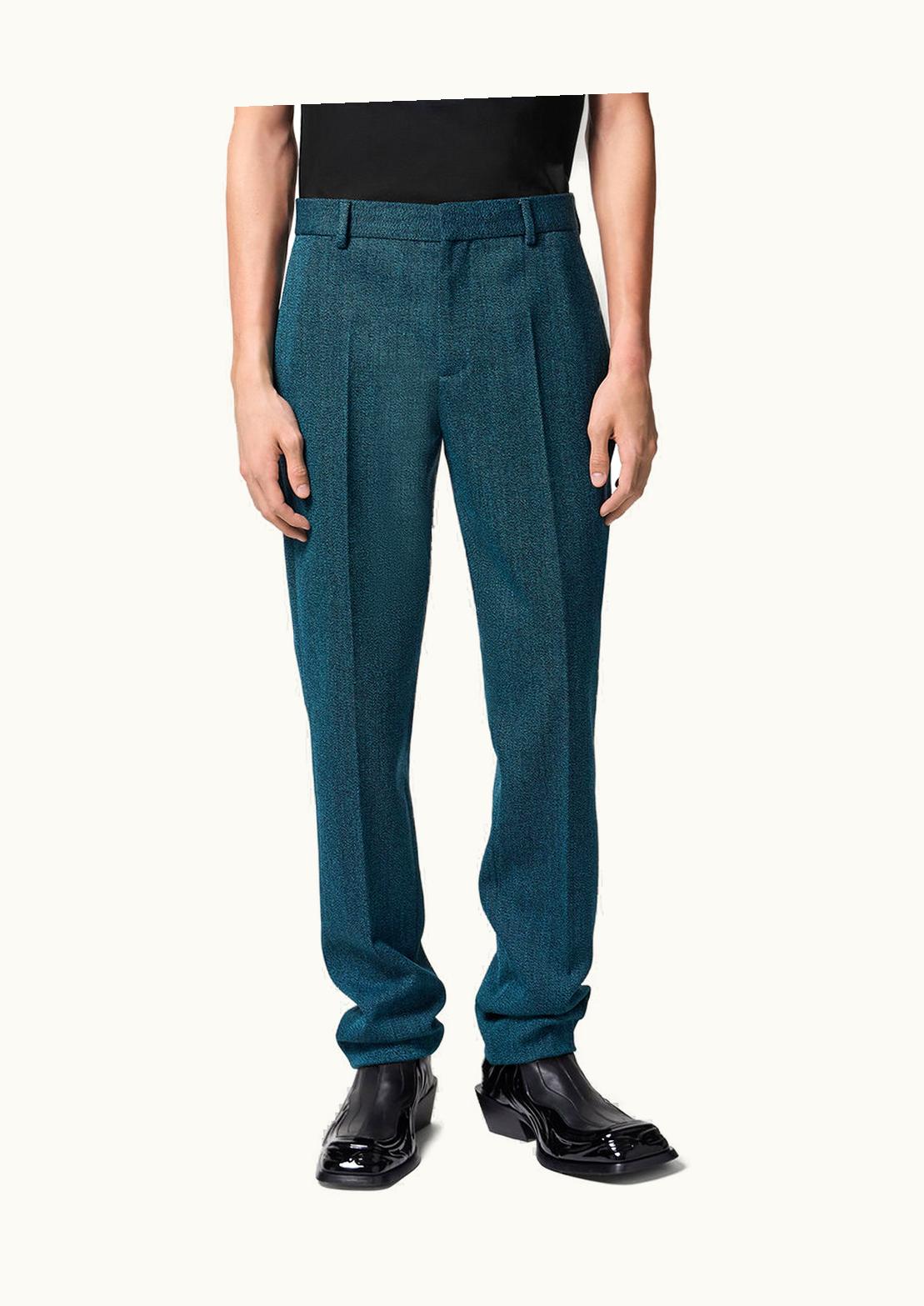 Versace Versace Moulinè Wool Formal Trousers Green