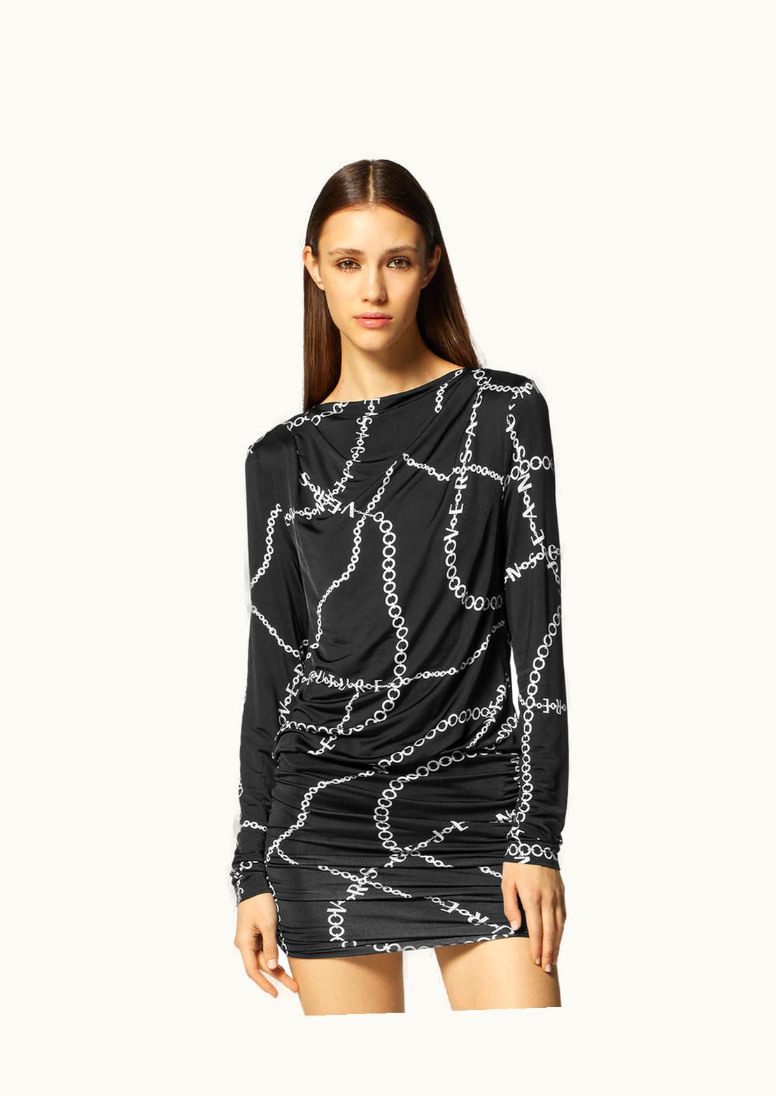 Versace Versace Necklace Print Backless Mini Dress Black