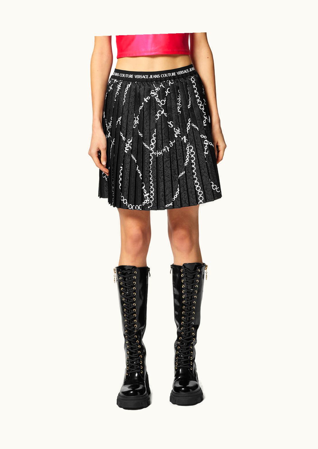 Versace Versace Logo Pleated Mini Skirt Necklace Print Black