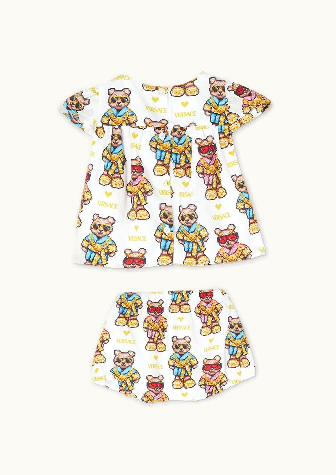Versace Versace Pixel Teddy Baby Dress Set Print, White
