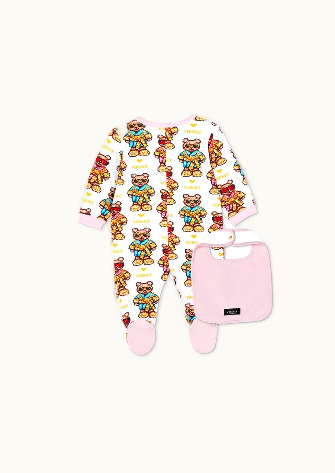 Versace Versace Pixel Teddy Baby Sleepsuit Set Print - Cotton Candy Blue