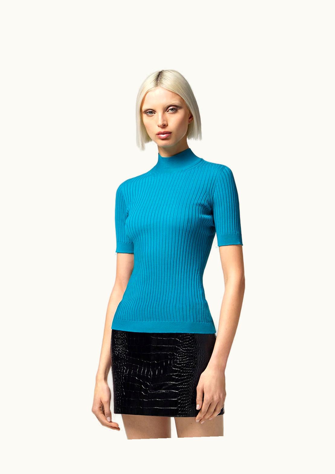 Versace Versace Ribbed Knit T-Shirt Blue