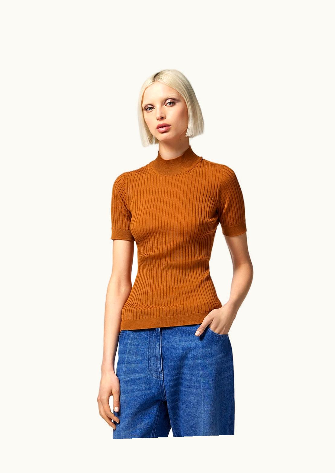Versace Versace Ribbed Knit T-Shirt Orange