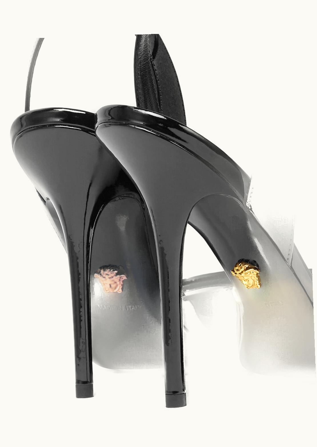 Versace Versace Safety Pin Patent Sandals High Heeled Black