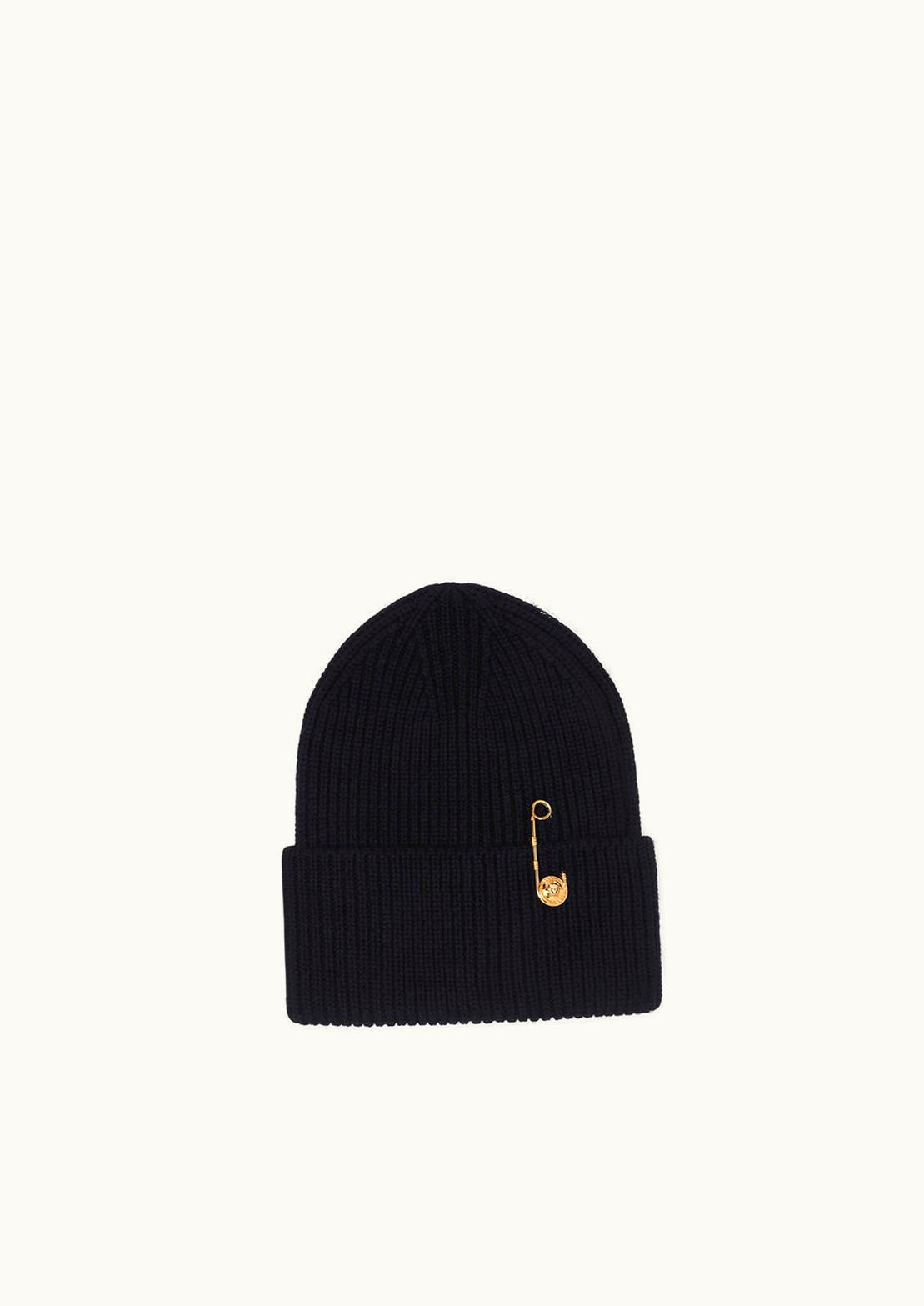 Versace Versace Safety Pin Ribbed Beanie Black