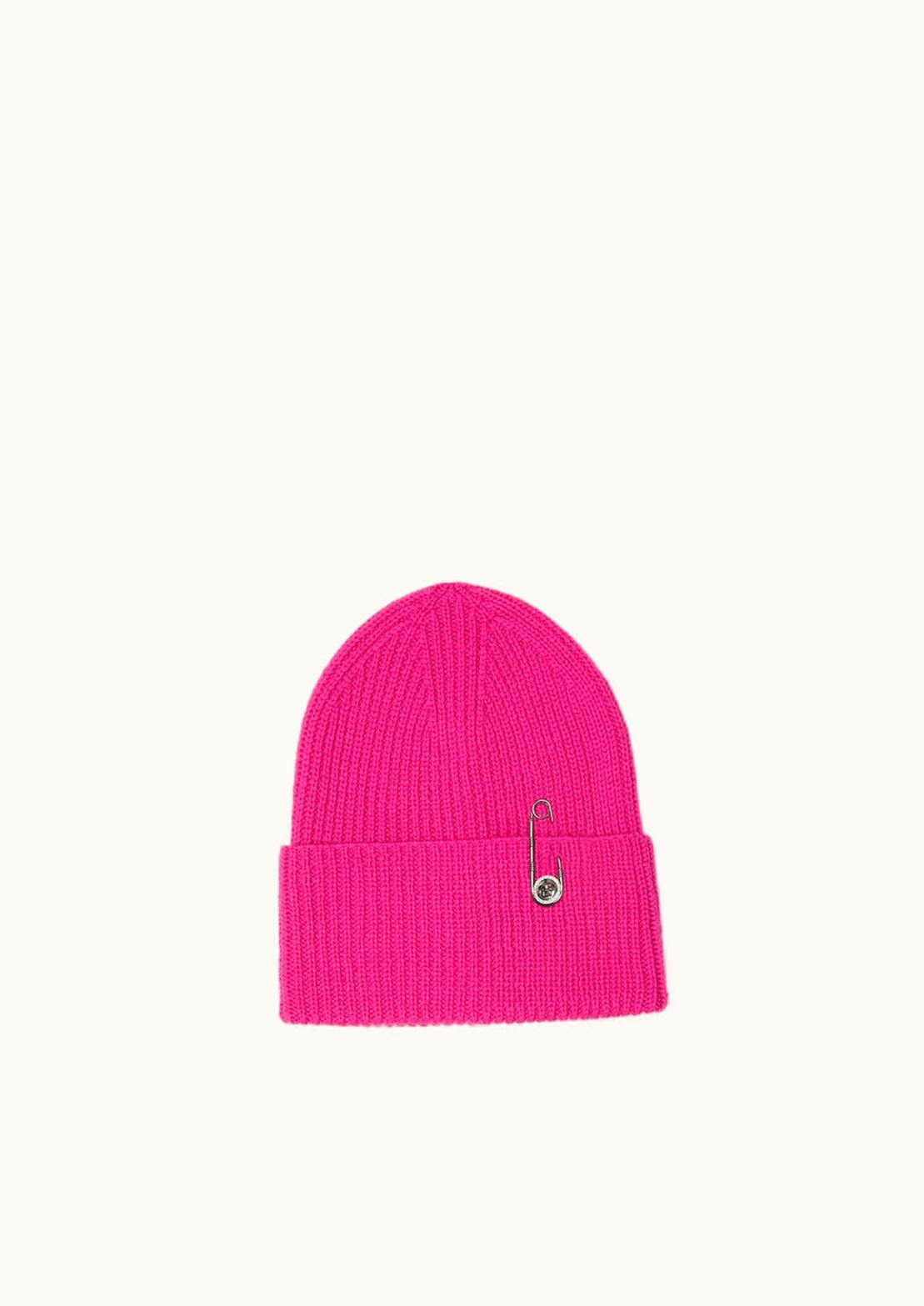 Versace Versace Safety Pin Ribbed Knit Beanie Pink