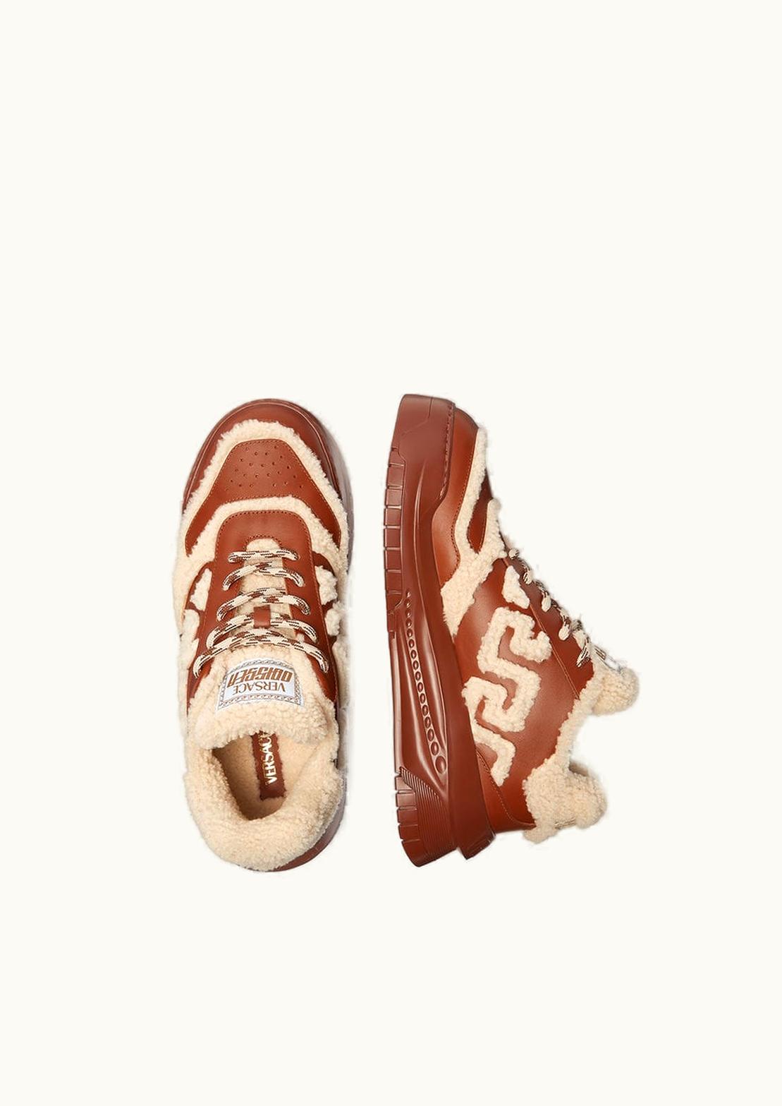 Versace Versace Odissea Shearling Greca Sneakers Orange