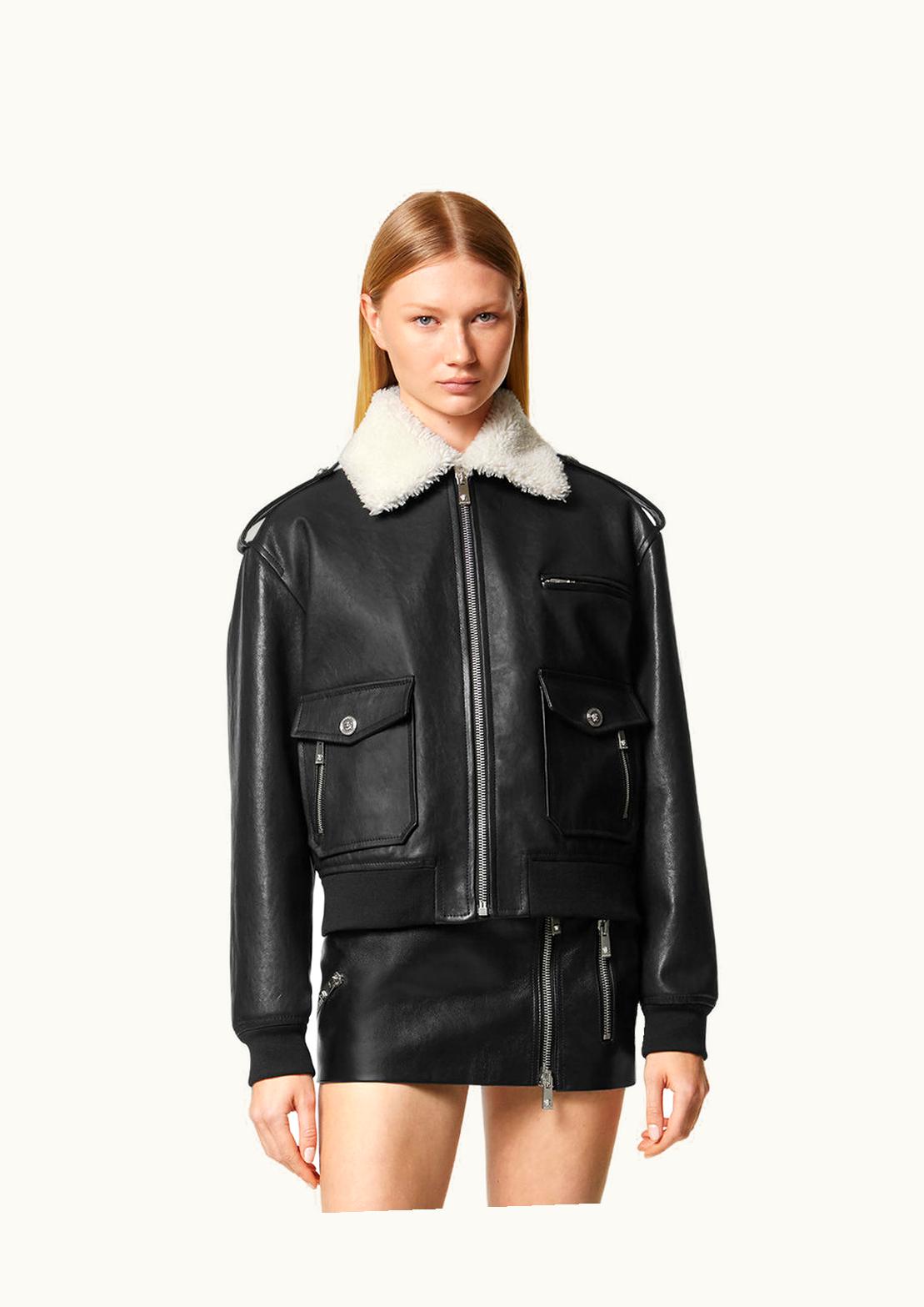 Versace Versace Shearling Leather Blouson Jacket Black