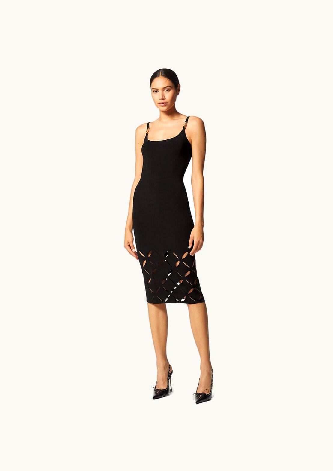 Versace Versace Slashed Knit Midi Dress Black