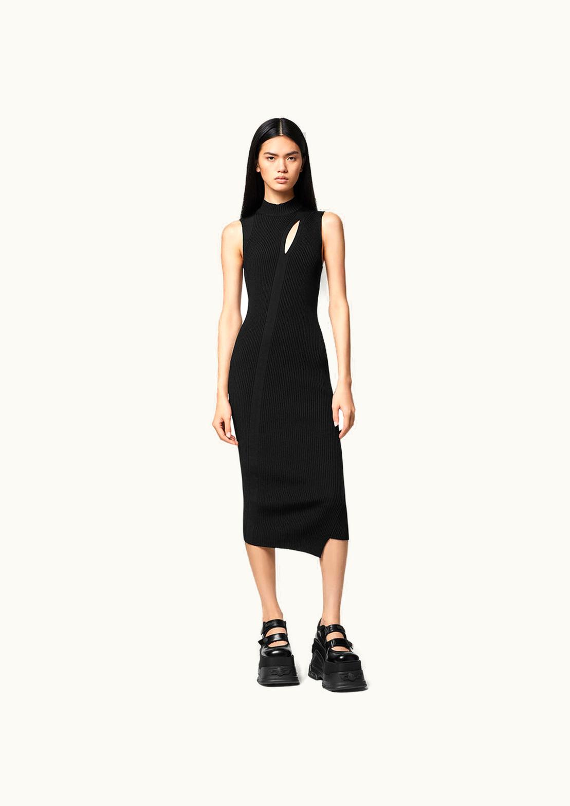 Versace Versace Slashed Turtleneck Midi Dress Black