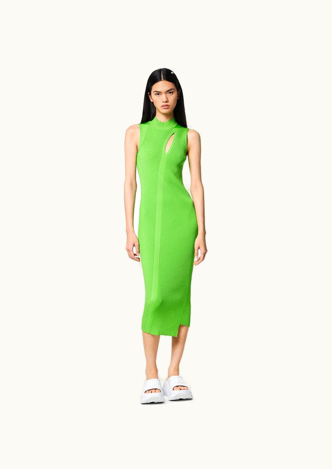 Versace Versace Slashed Turtleneck Midi Dress Green