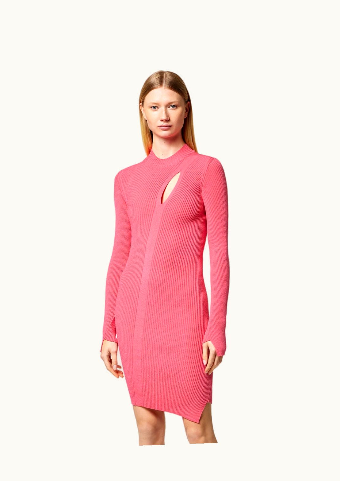 Versace Versace Slashed Turtleneck Mini Dress Pink