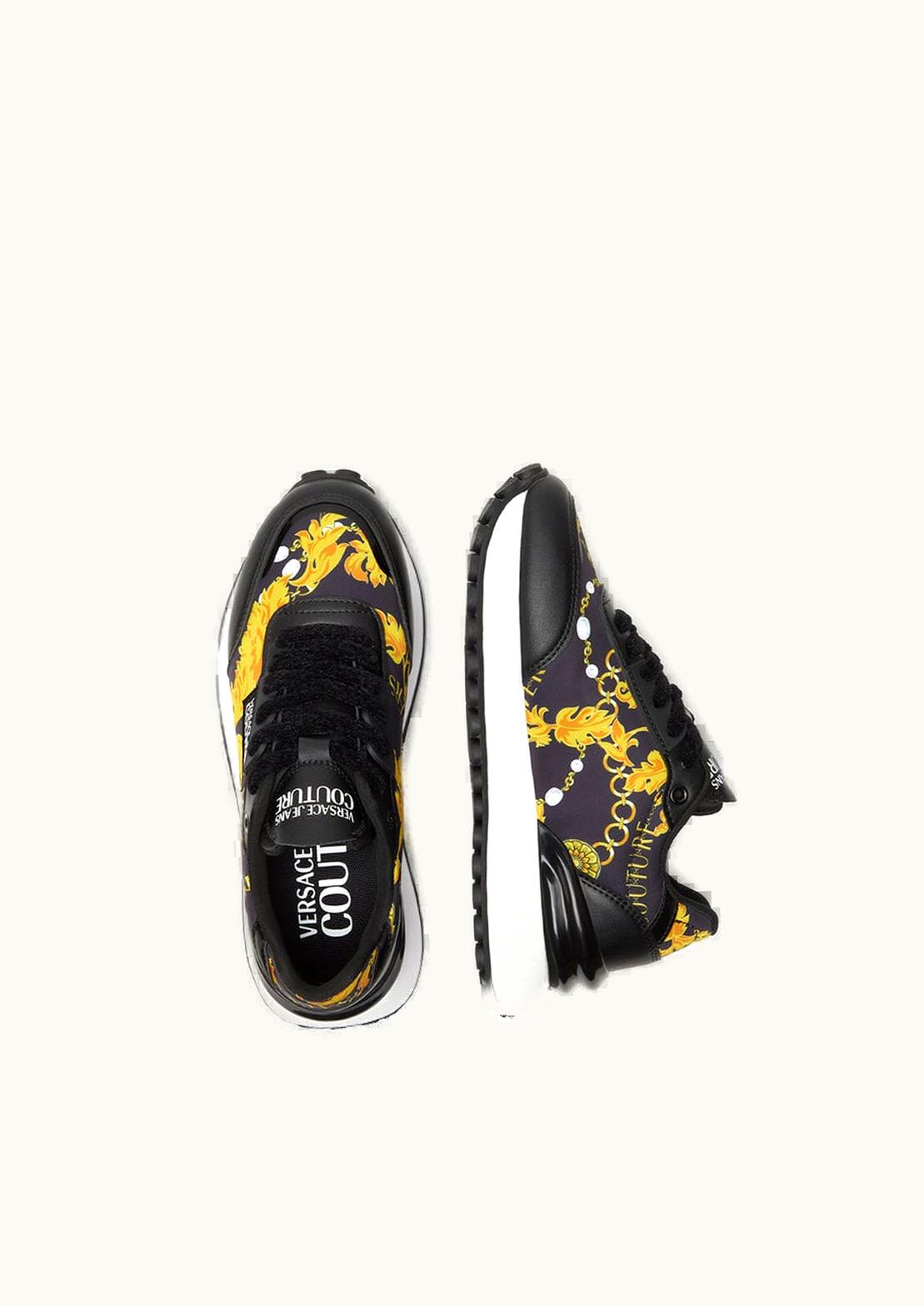 Versace Versace Spike Chain Couture Trainers Black, Gold