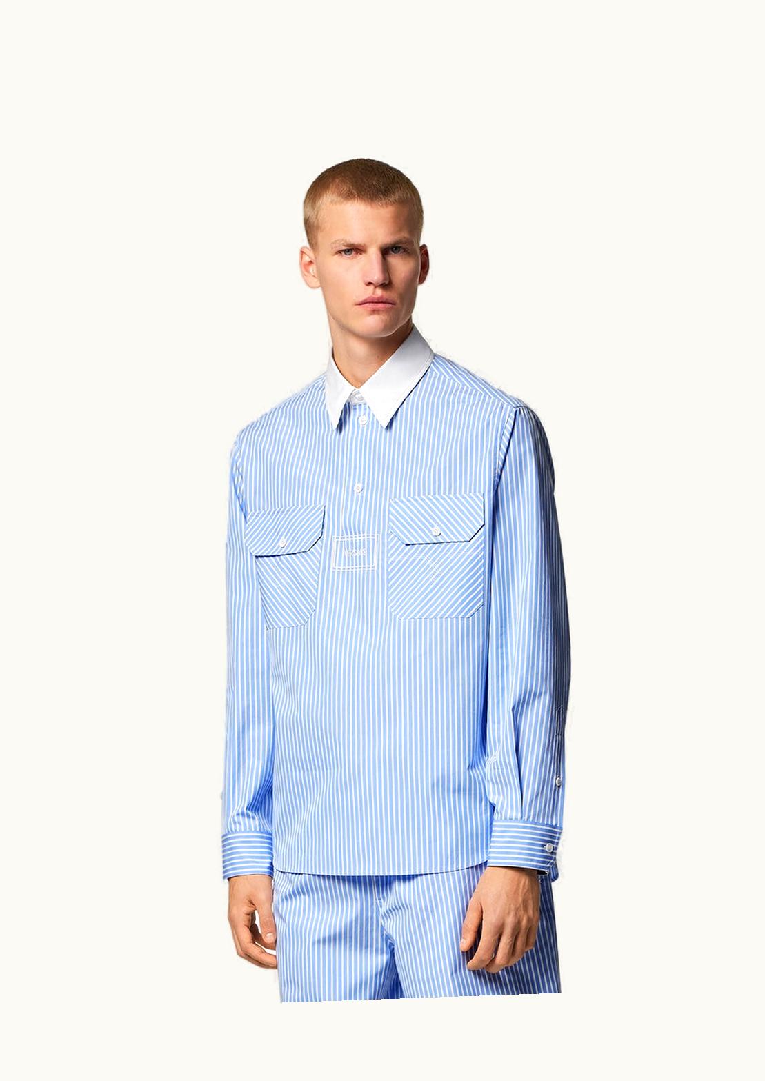 Versace Versace Striped Logo Shirt Blue