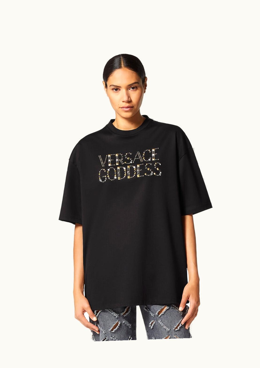 Versace Studded Versace Goddess T-shirt Black