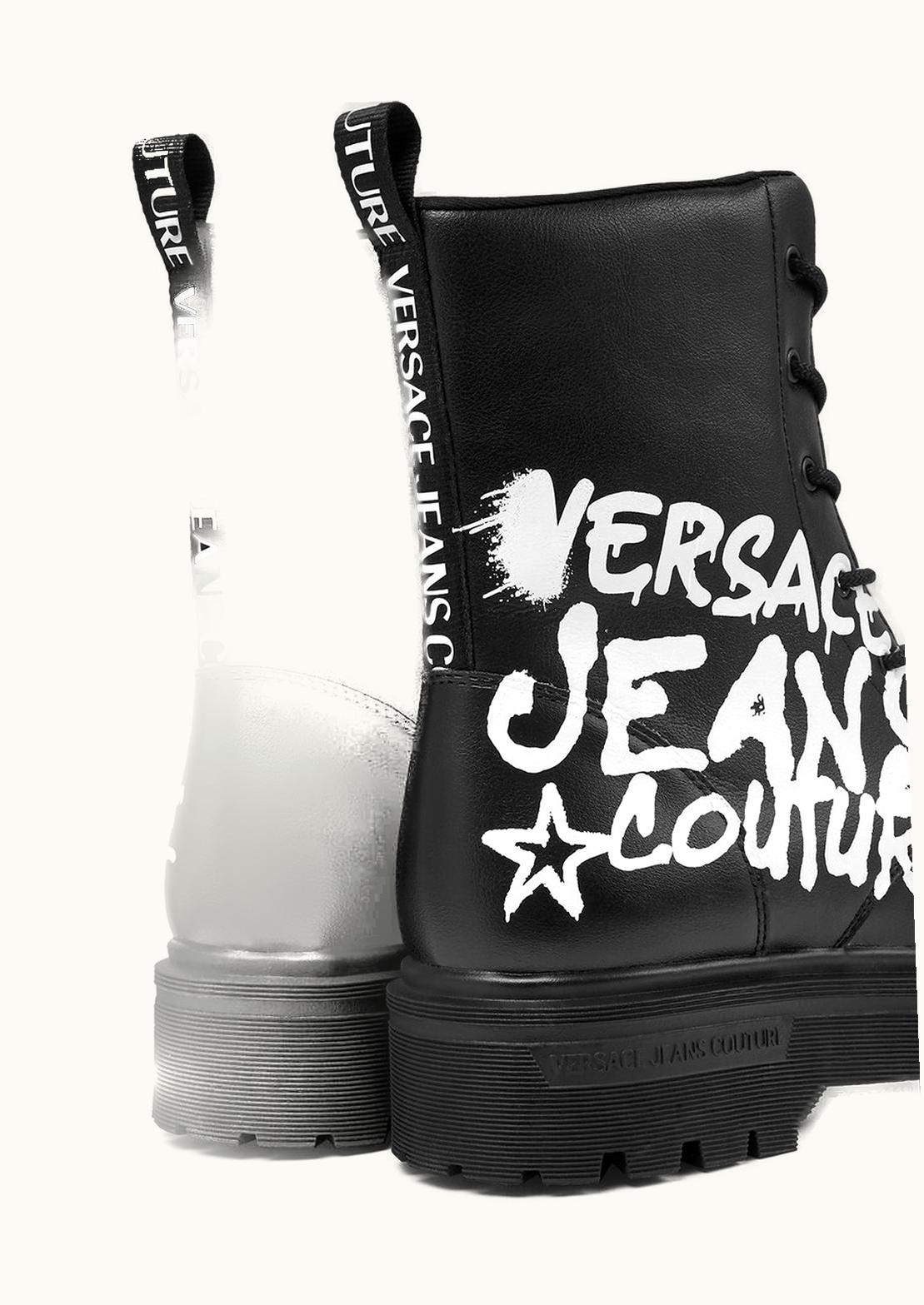 Versace Versace Syrius Graffiti Combat Boots Black