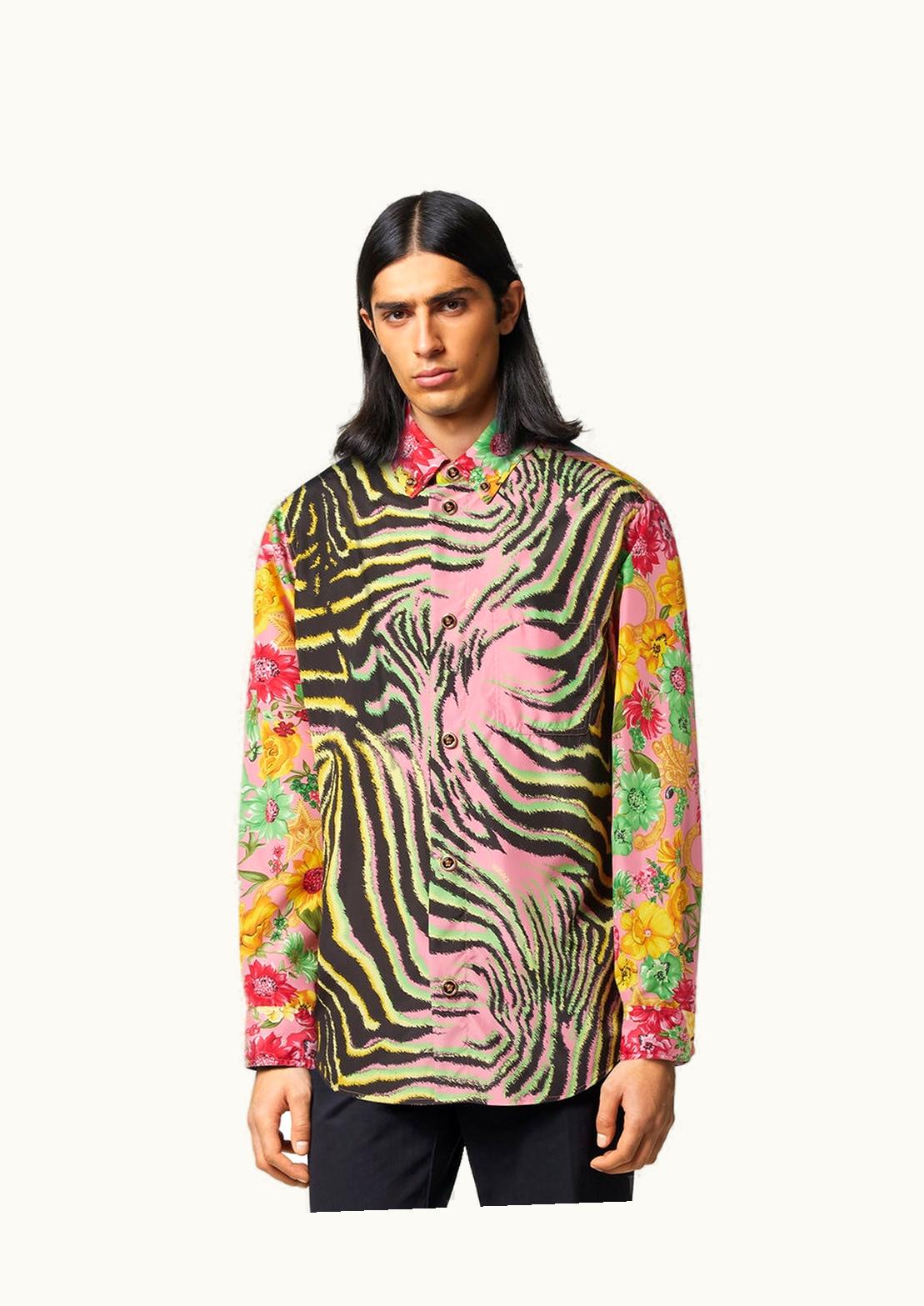 Versace Versace Wildflower West Tiger Print Overshirt Pink