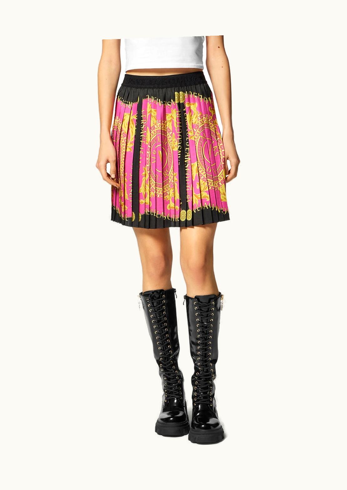 Versace Versace V-Emblem Chain Pleated Mini Skirt Pink
