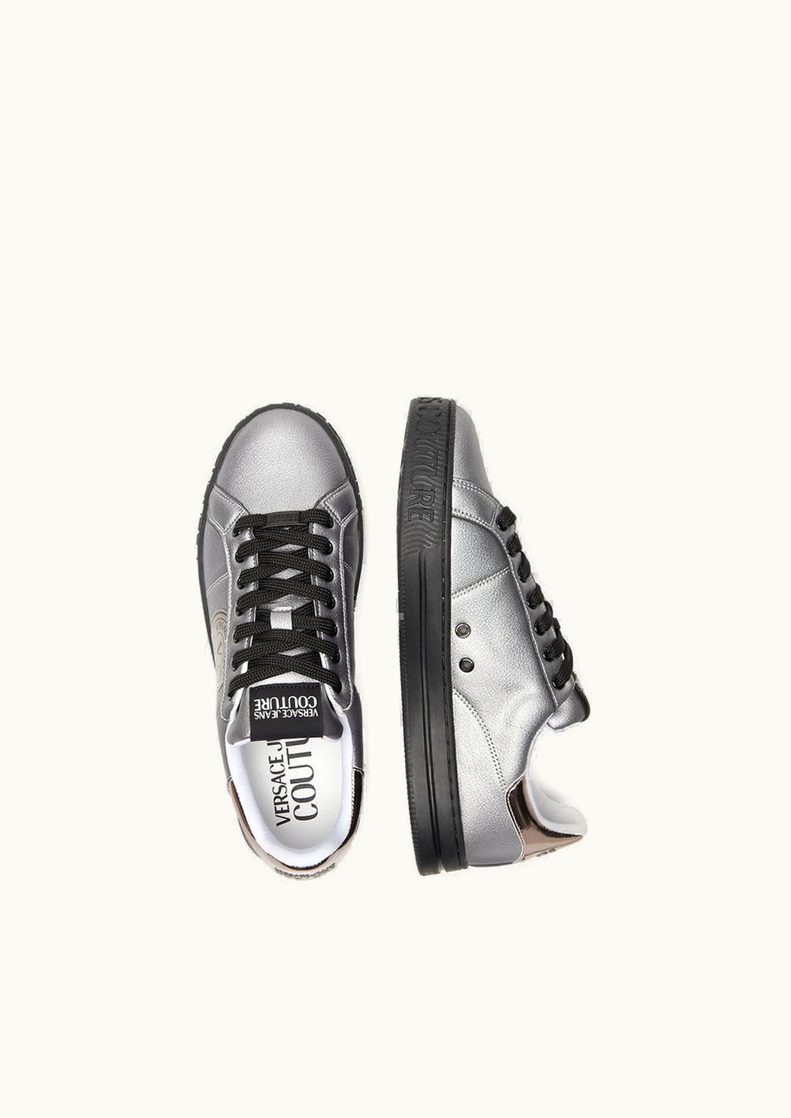 Versace Versace V-Emblem Court 88 Metallic Trainers Gray