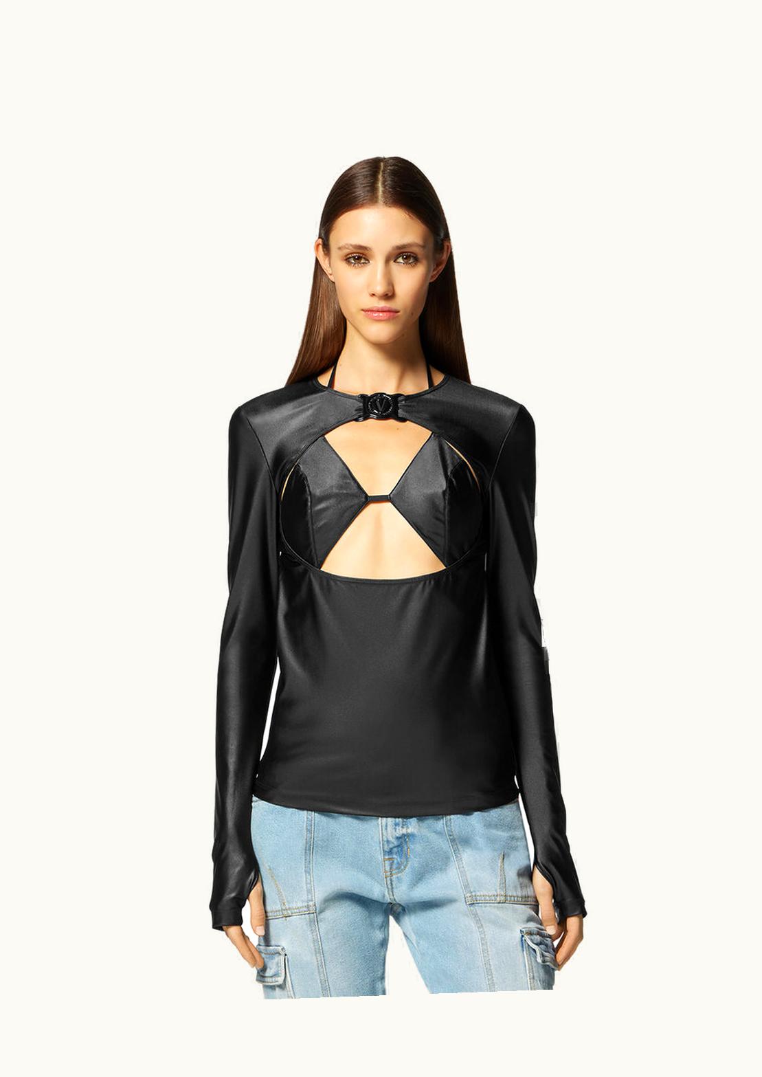 Versace Versace V-Emblem Cutout Top Model 2022 Black