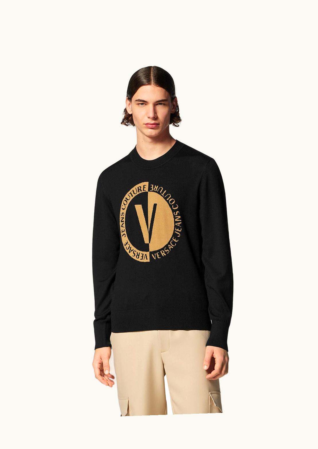 Versace Versace V-Emblem Jumper Print, Black
