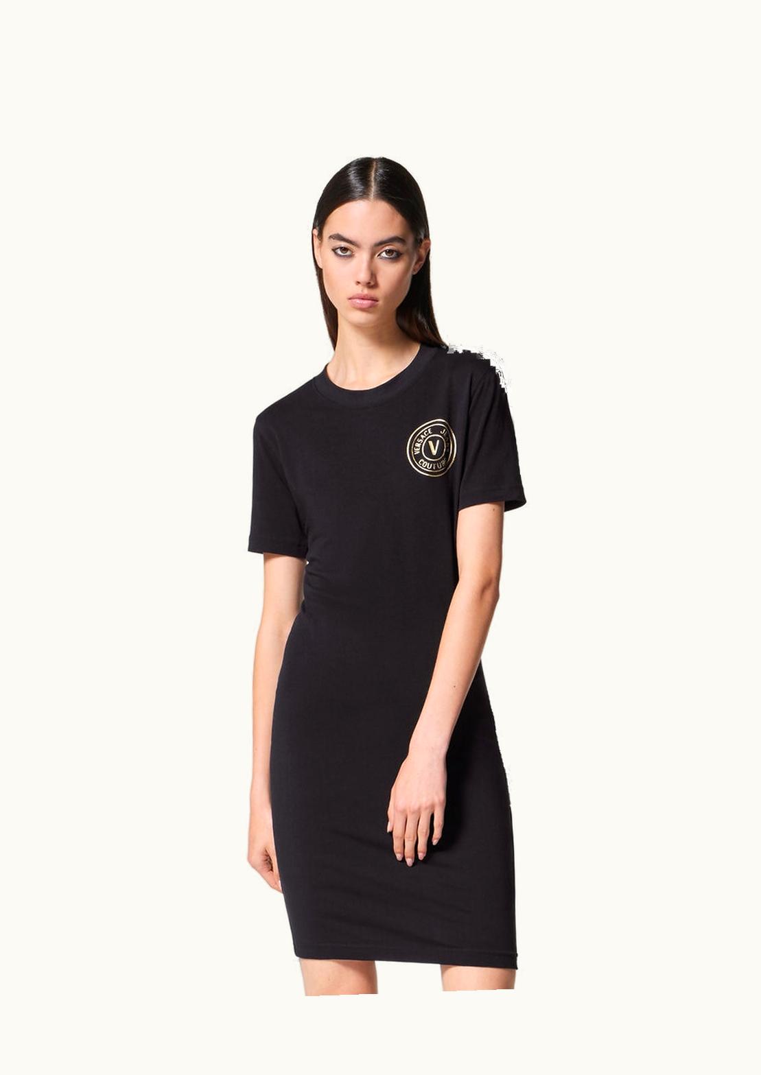 Versace Versace V-Emblem Logo T-Shirt Dress Black, Gold