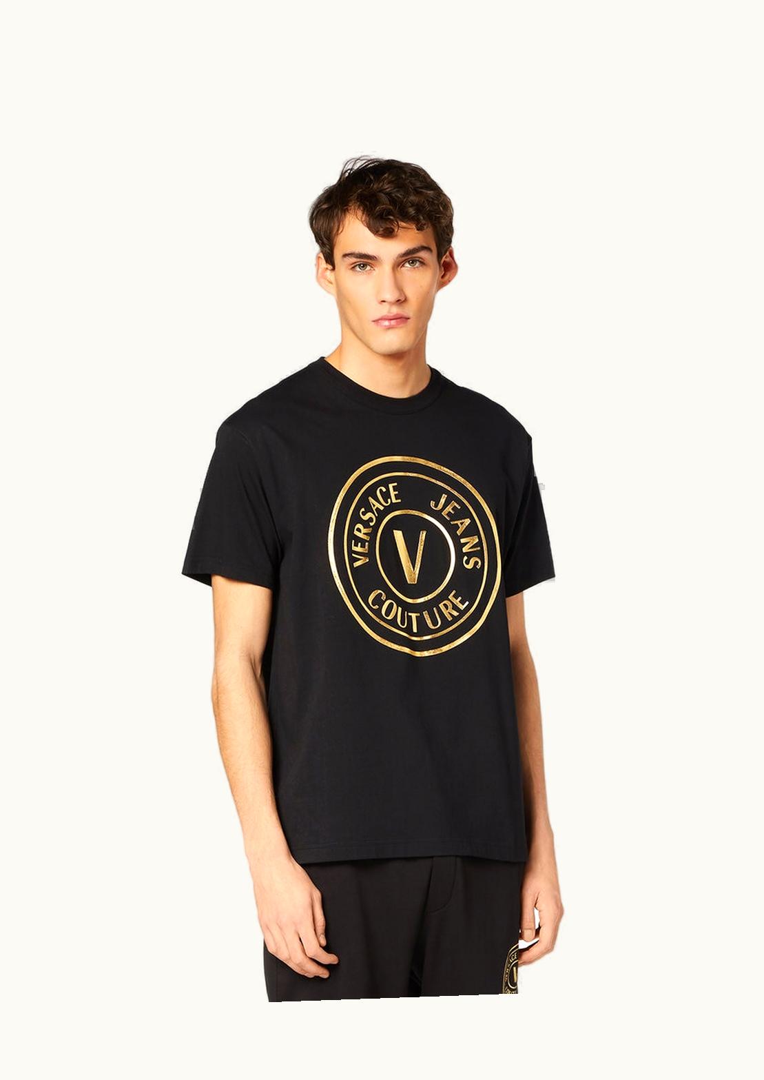 Versace Versace V-Emblem Cotton T-Shirt Black