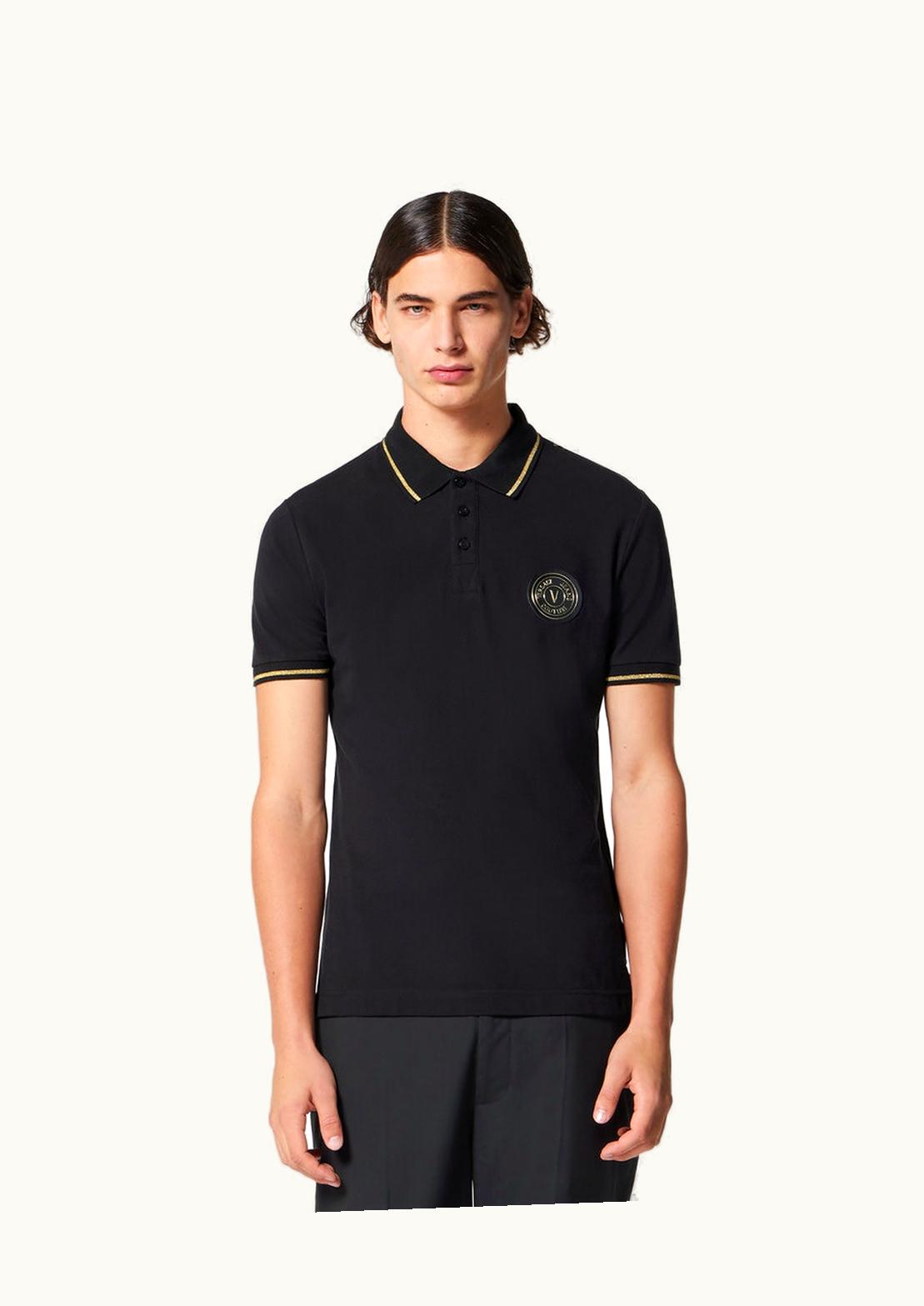 Versace Versace V-Emblem Polo Shirt Black, Gold
