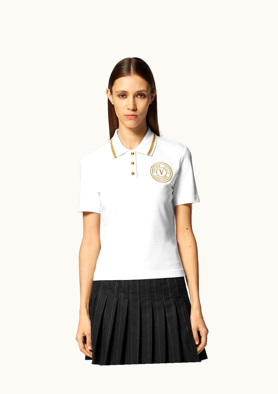 Versace Versace V-Emblem Cotton Piqué Polo Shirt White