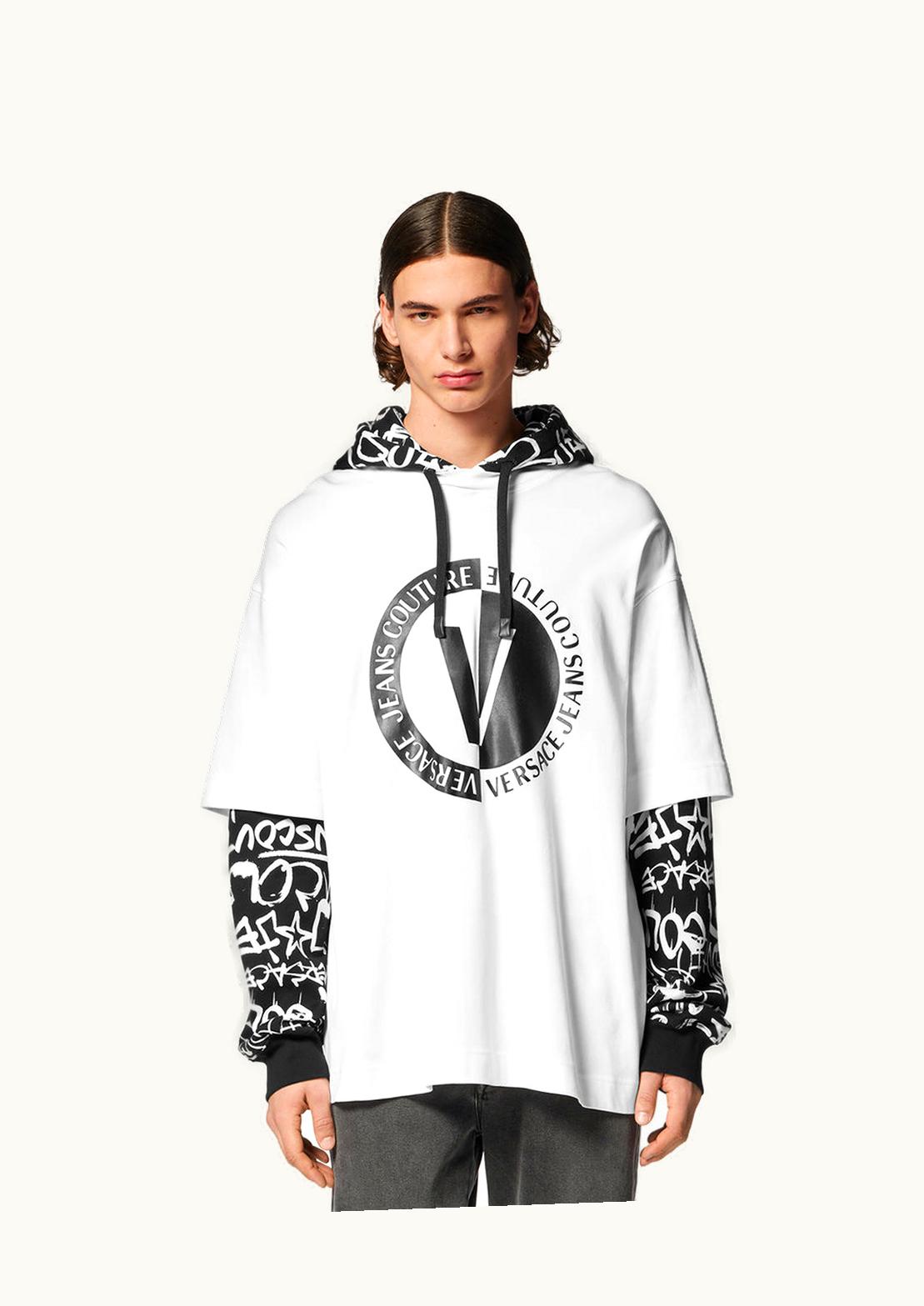 Versace Versace V-Emblem Graffiti Hoodie T-Shirt White