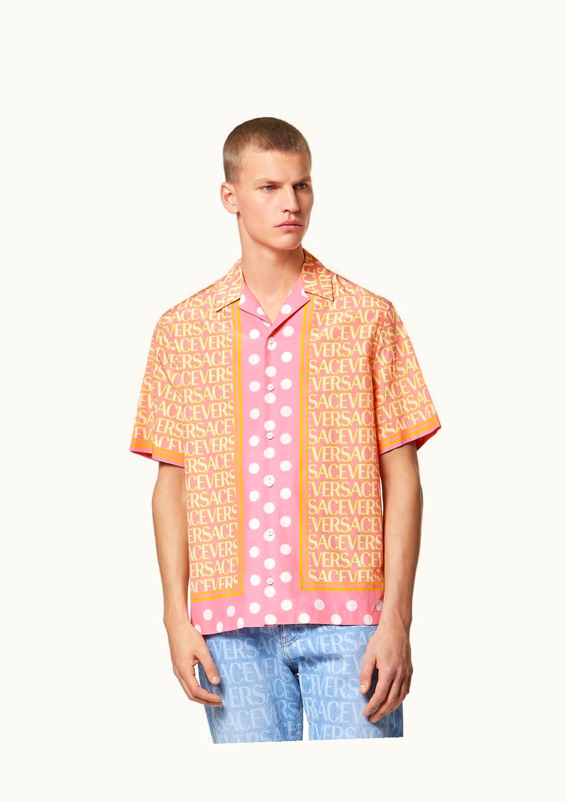 Versace Versace Allover Polka Dot Seashell Baroque Panel Shirt Cotton Blend Silk Blend