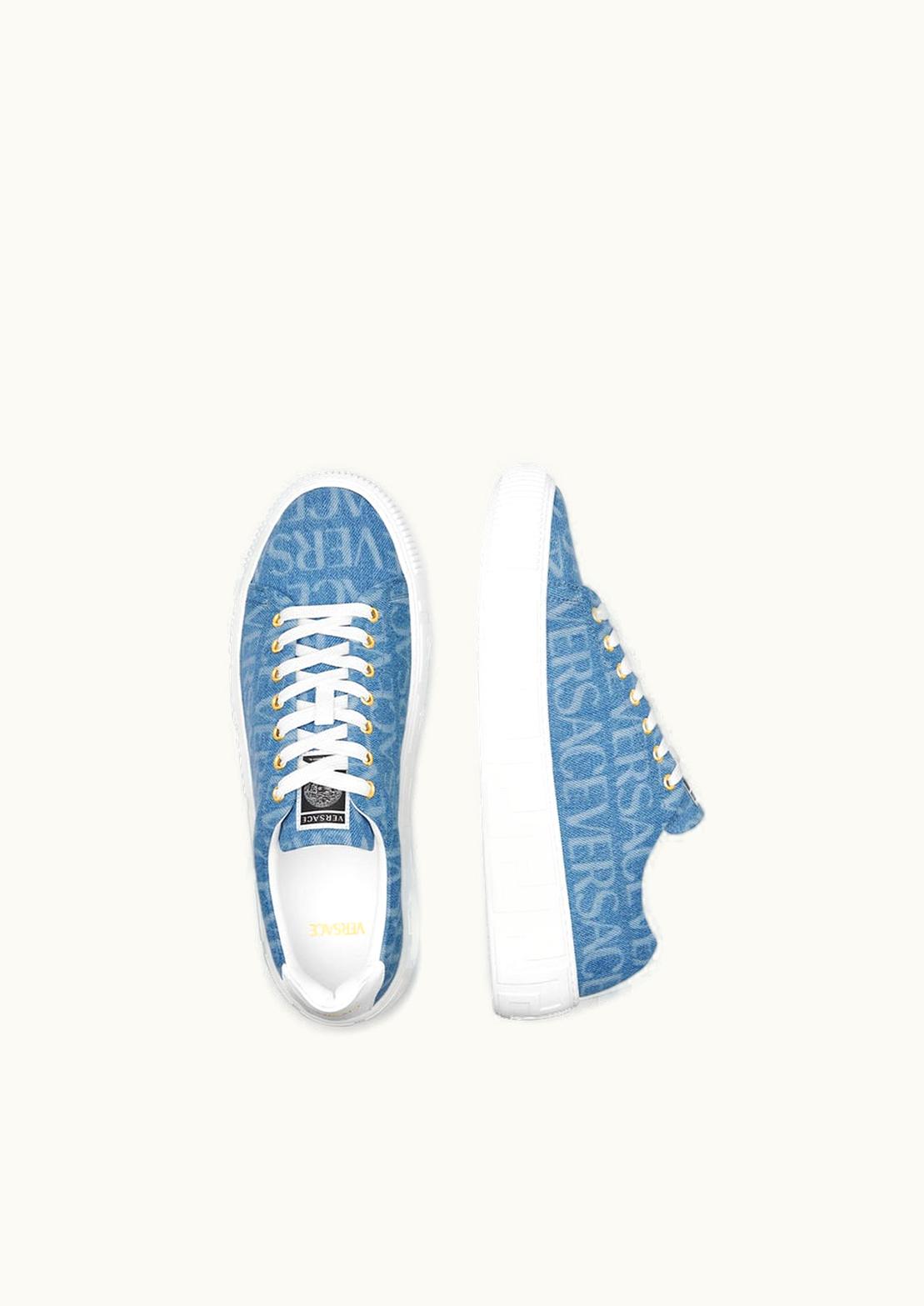 Versace Versace Allover Denim Greca Low-Top Sneakers Blue