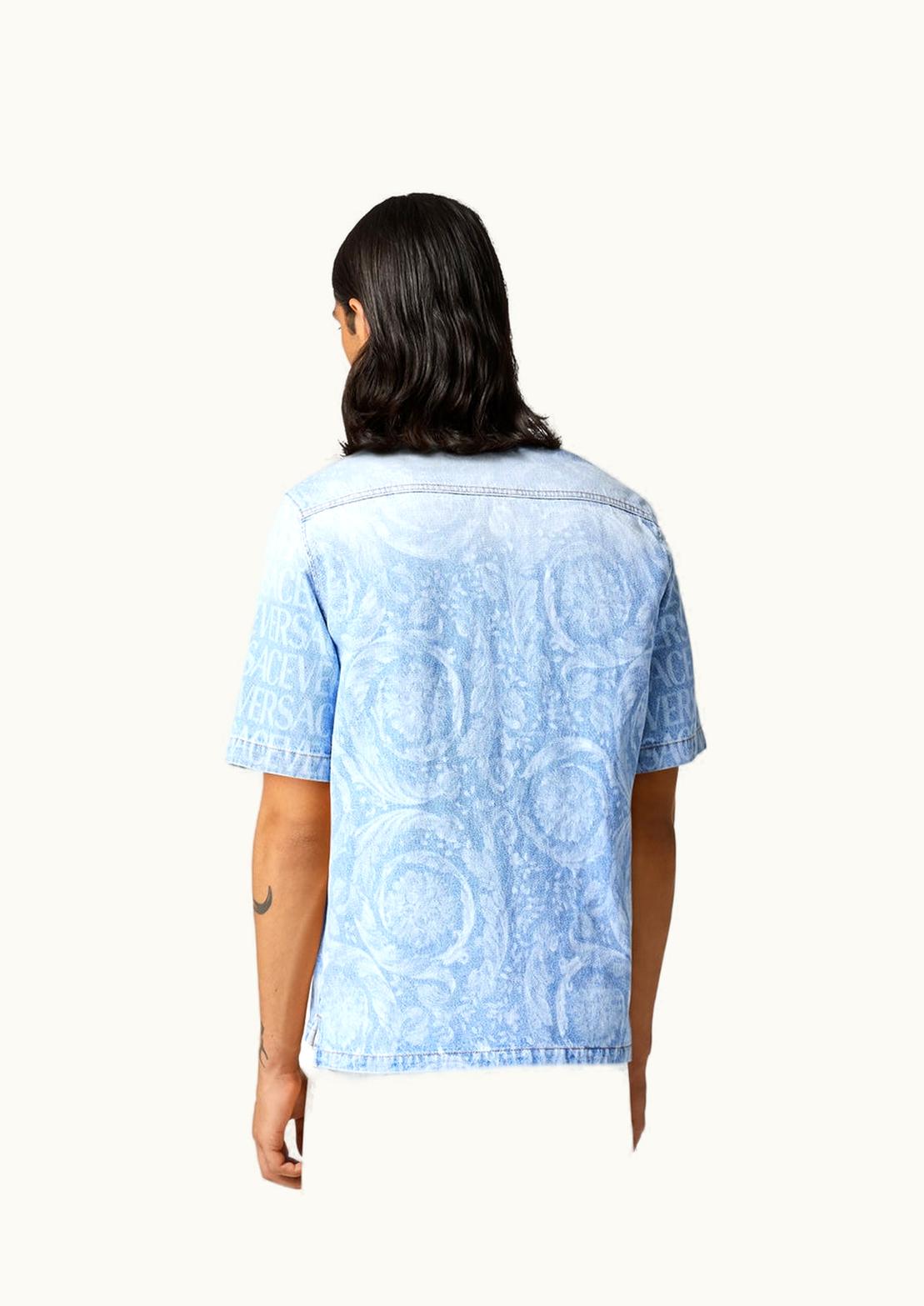 Versace Versace Allover Stonewashed Denim Shirt Blue