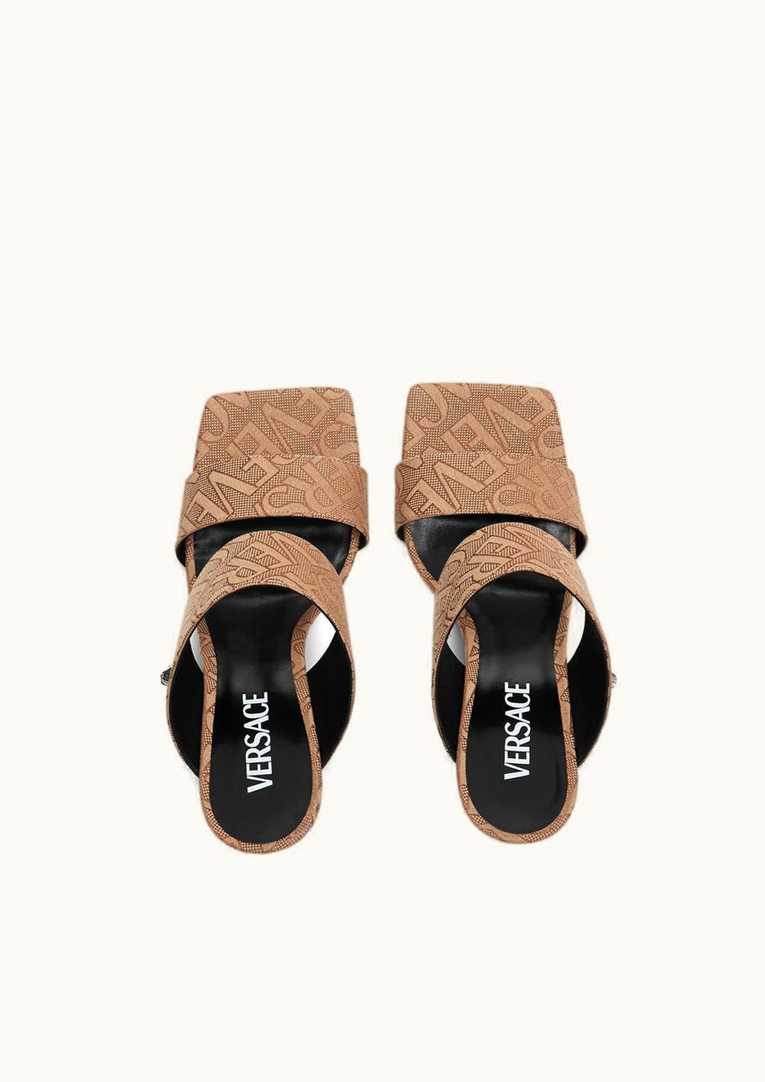 Versace Versace Allover Jacquard High Heel Mules Brown