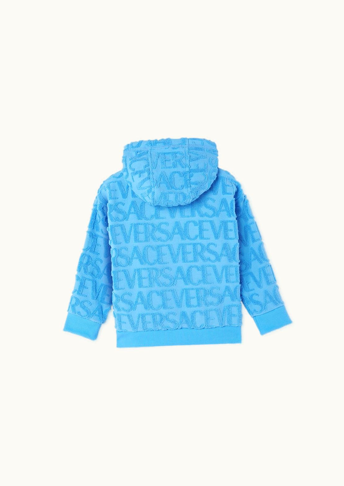 Versace Versace Allover Kids Towel Hoodie Blue Multi-Functional Play Date Beach Day Mini-Me Pattern Hooded Unlined Ribbed Trims Polished Finish Luxe Wear Blue