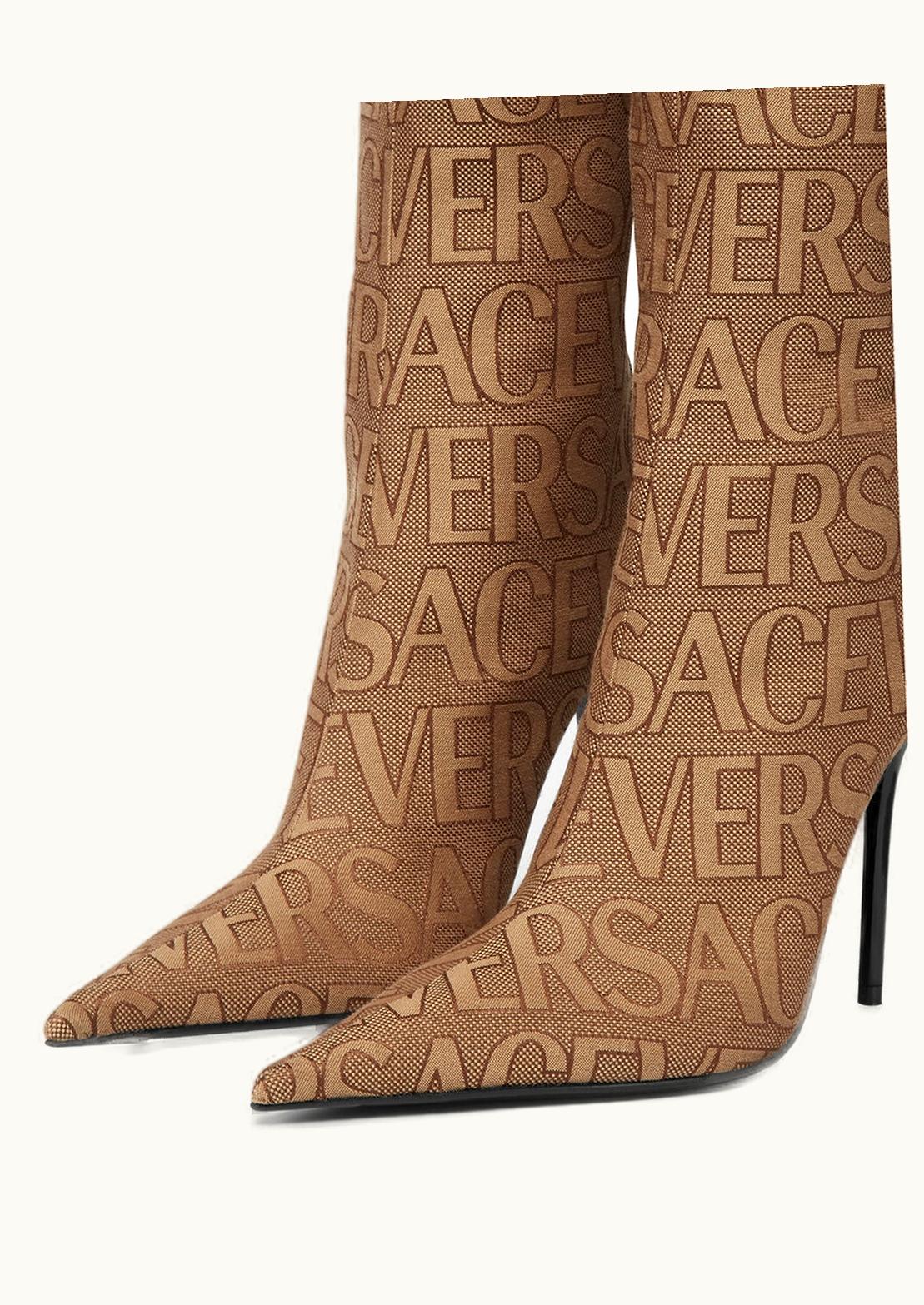 Versace Versace Allover Stiletto Knee-High Boots Brown