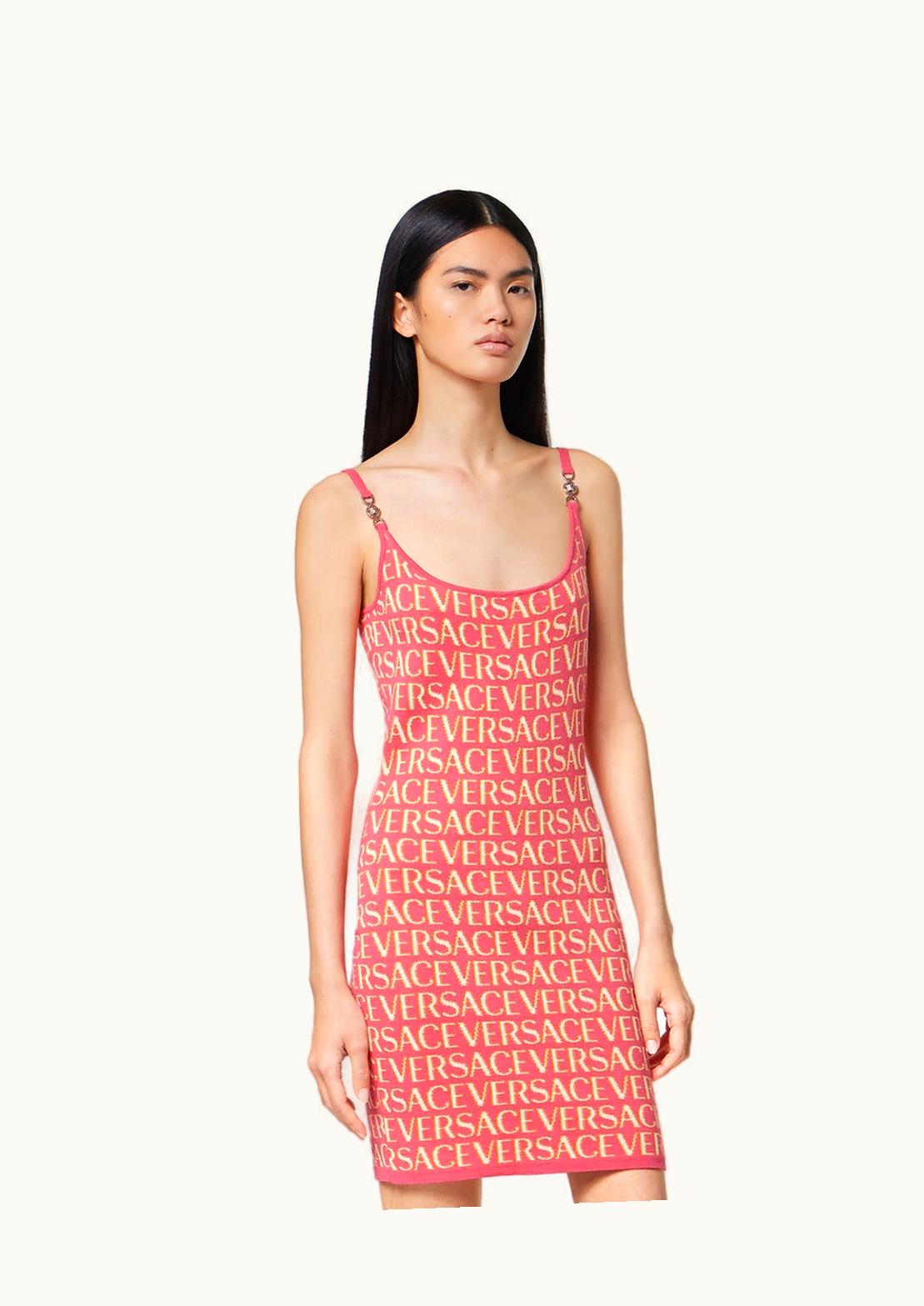 Versace Versace Medusa '95 Allover Knit Mini Dress Pink Jacquard