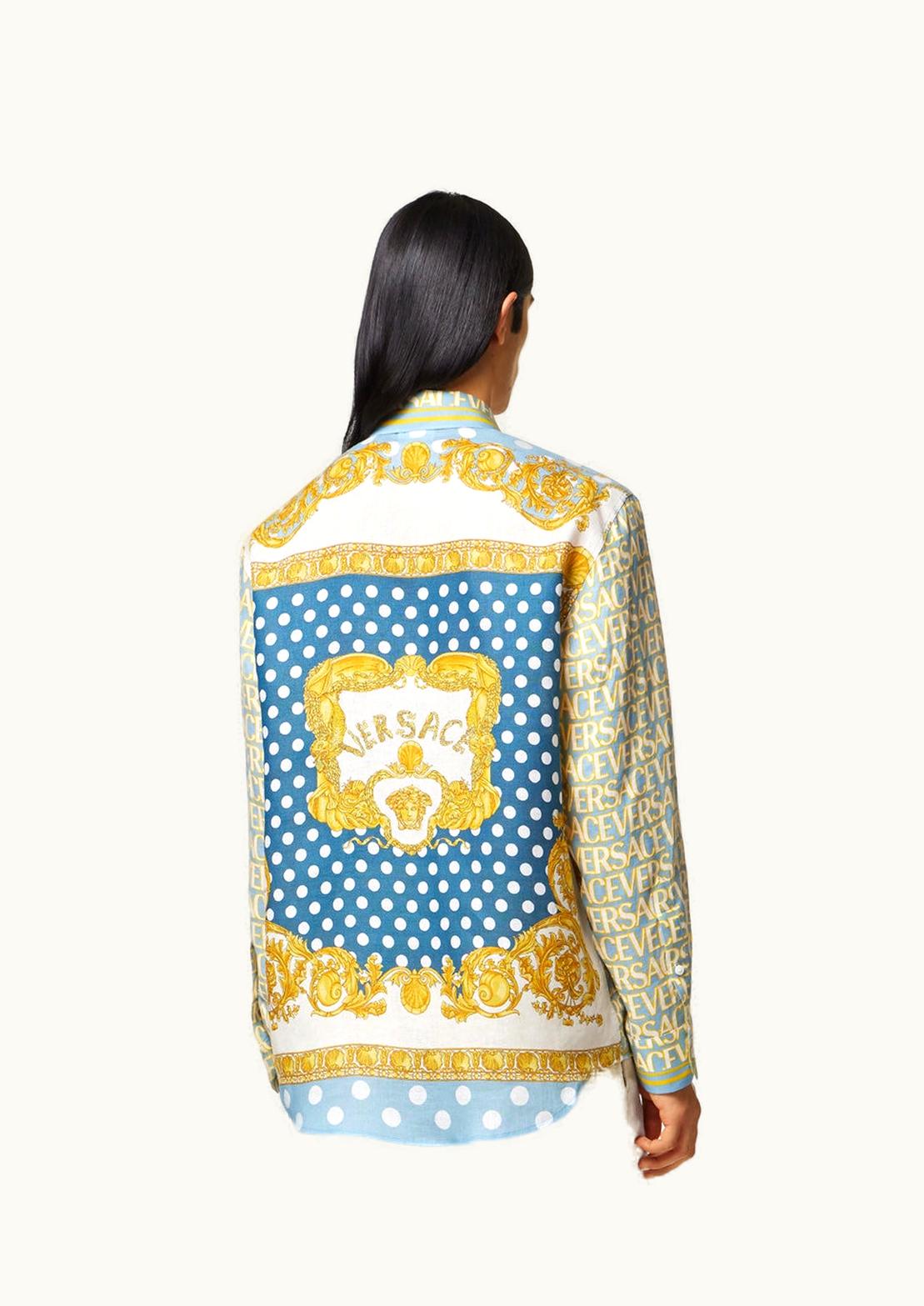 Versace Versace Seashell Baroque Linen Shirt Print Insert Long-Sleeved White