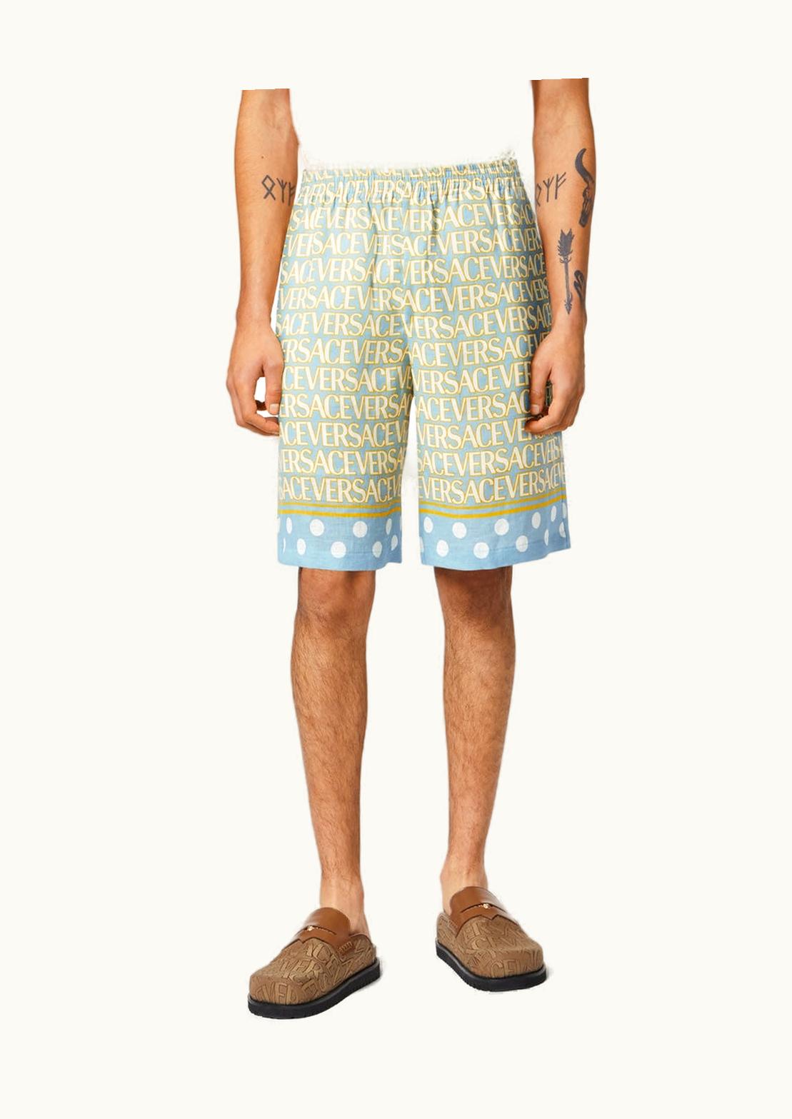 Versace Versace Allover Polka Dot Linen Shorts Luxury Blue