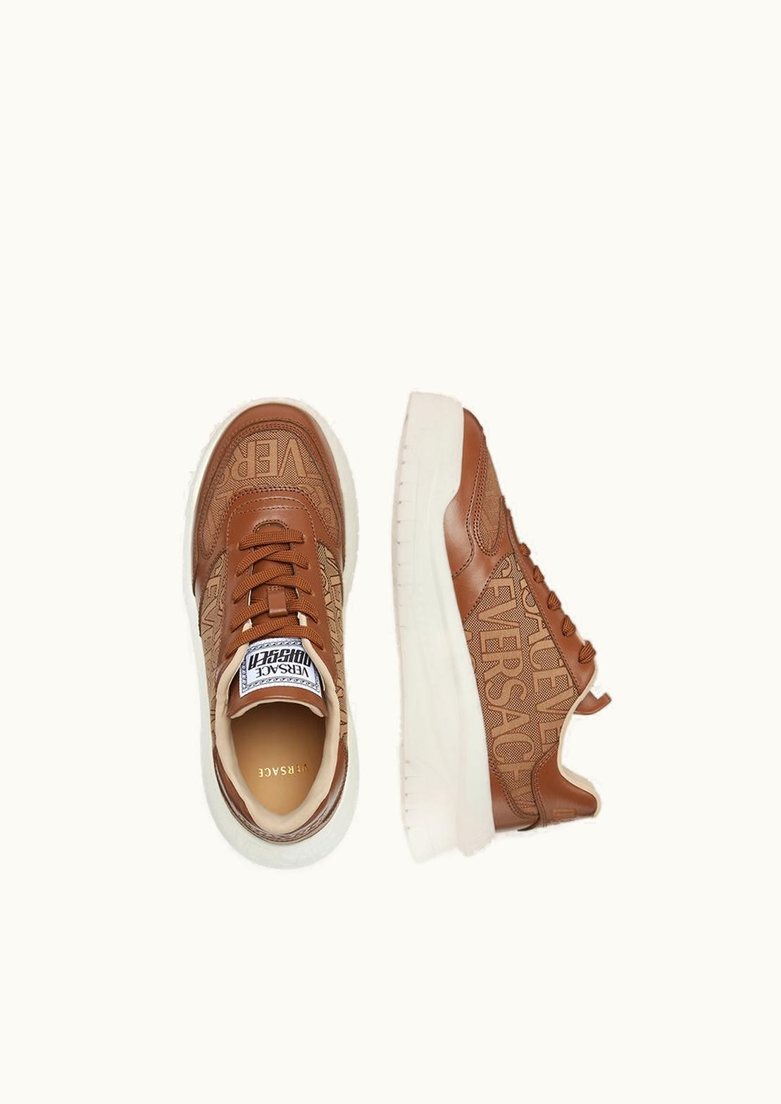 Versace Versace Odissea Jacquard Allover Lace-Up Sneakers Brown