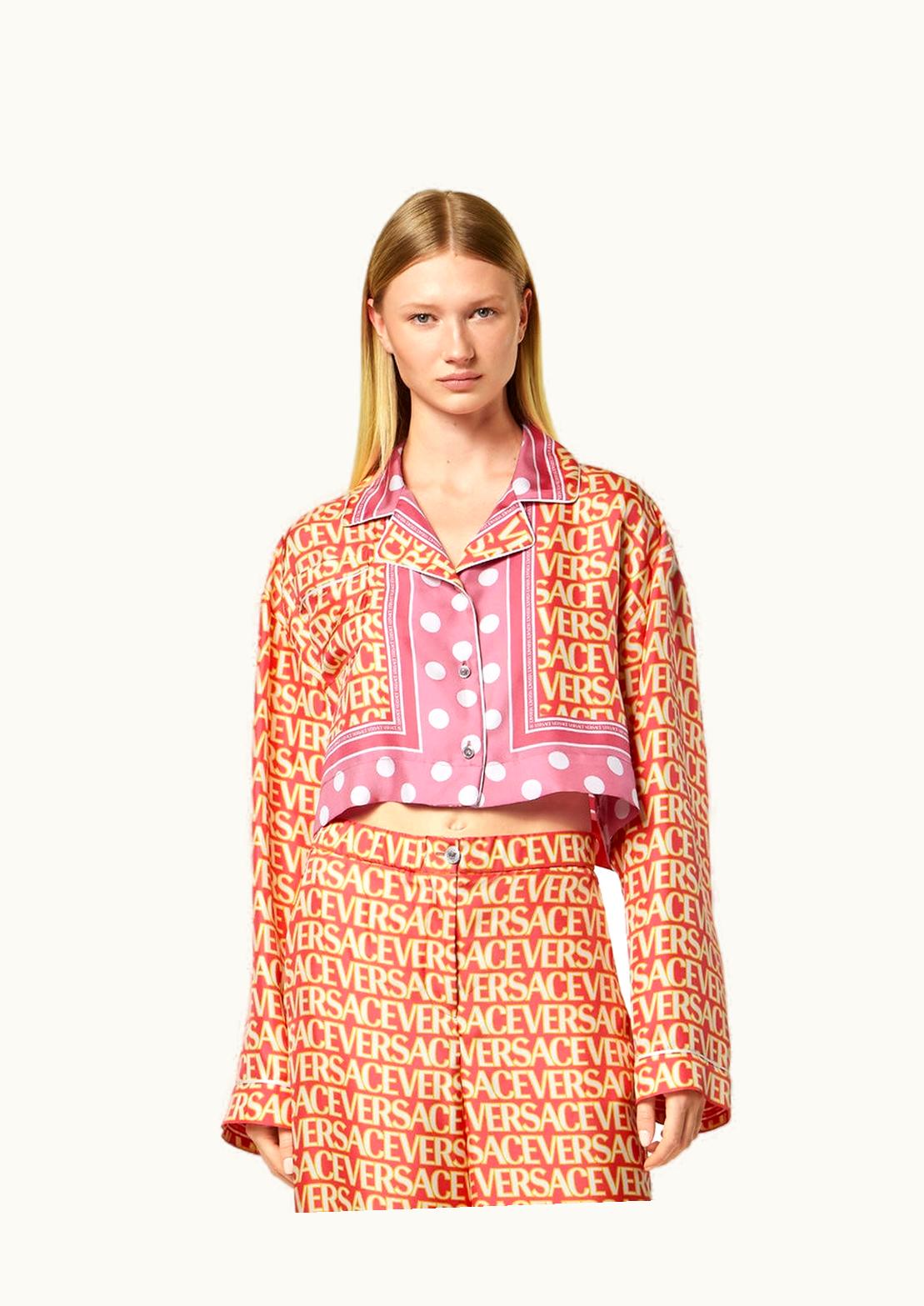 Versace Versace Allover Silk Crop Shirt Pink, Print