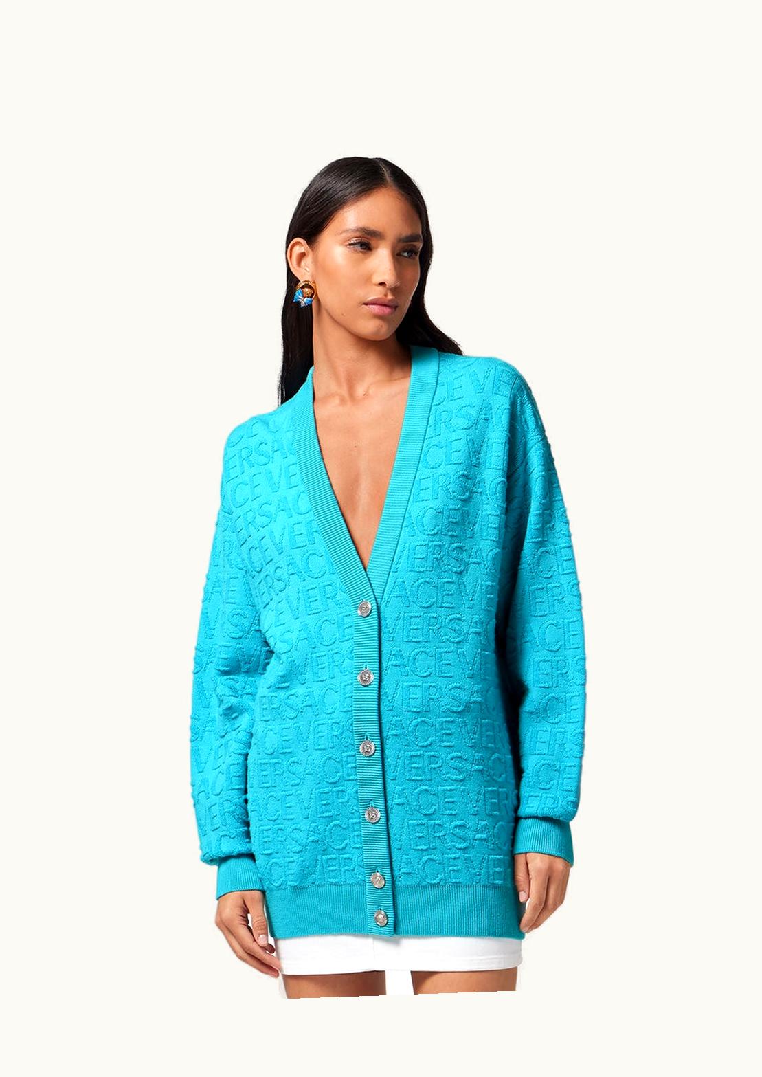 Versace Versace Medusa Wool-Knit Cardigan Blue