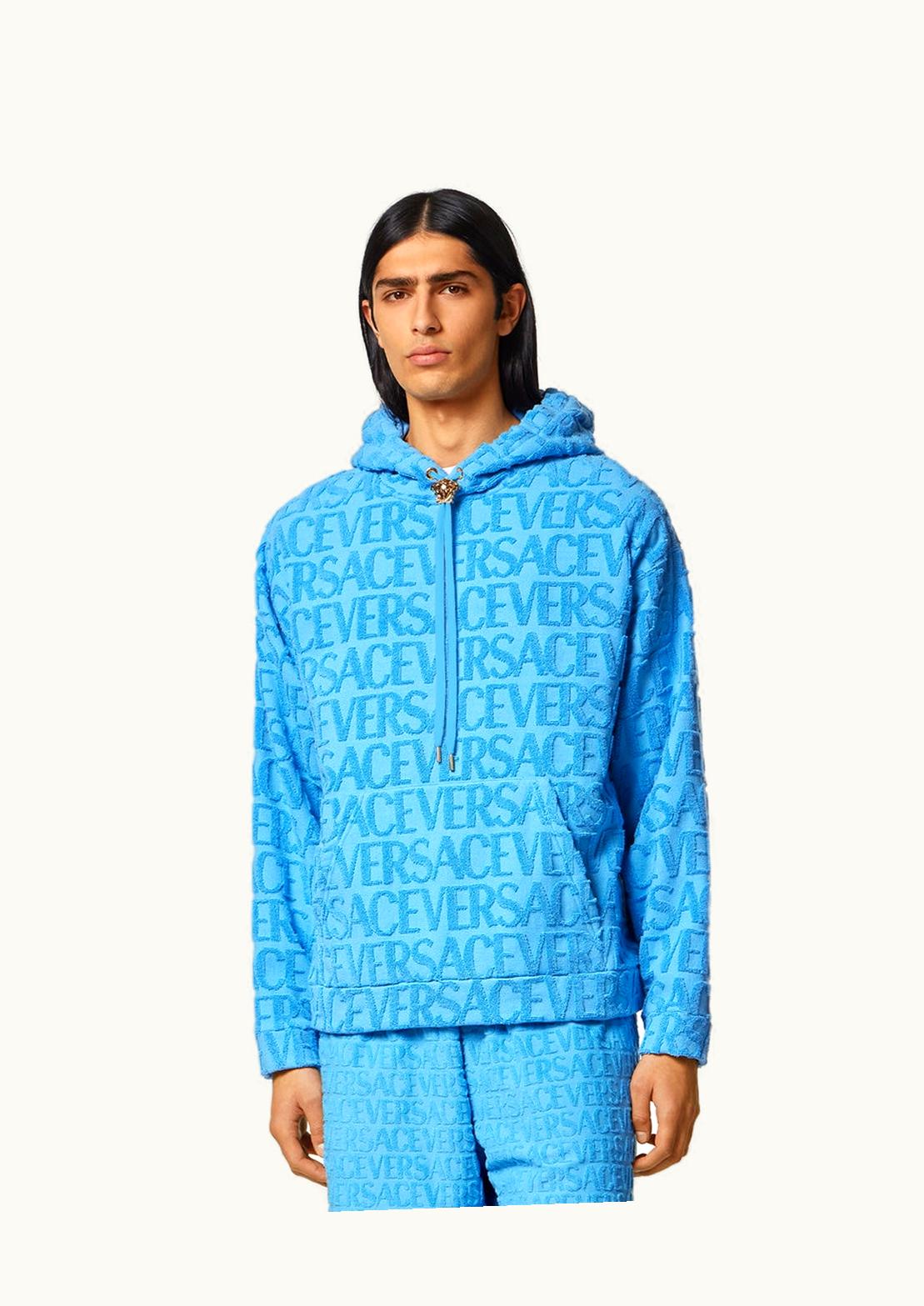 Versace Versace Allover Terry Towel Hoodie Blue