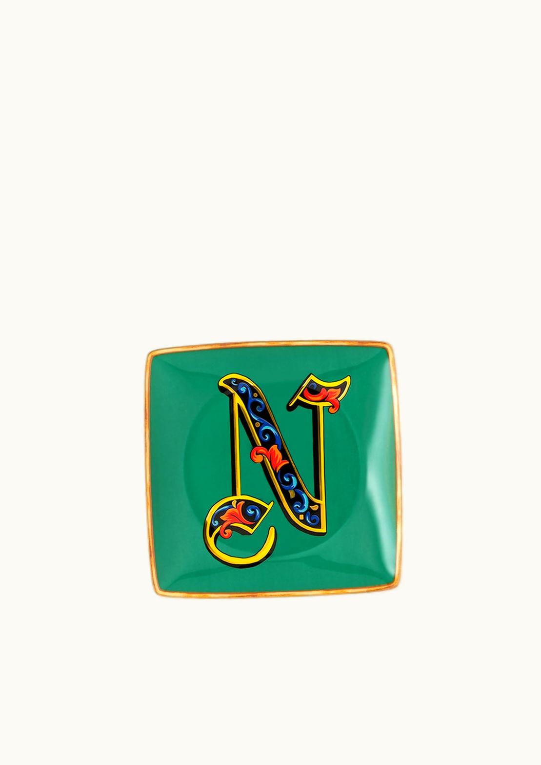 Versace Versace Alphabet Square Plate 'N' 11, 5 CM Print