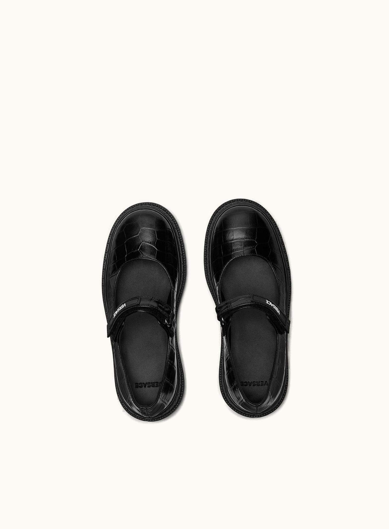 Versace Versace Logo Kids Mary Jane Shoes Black, Silver