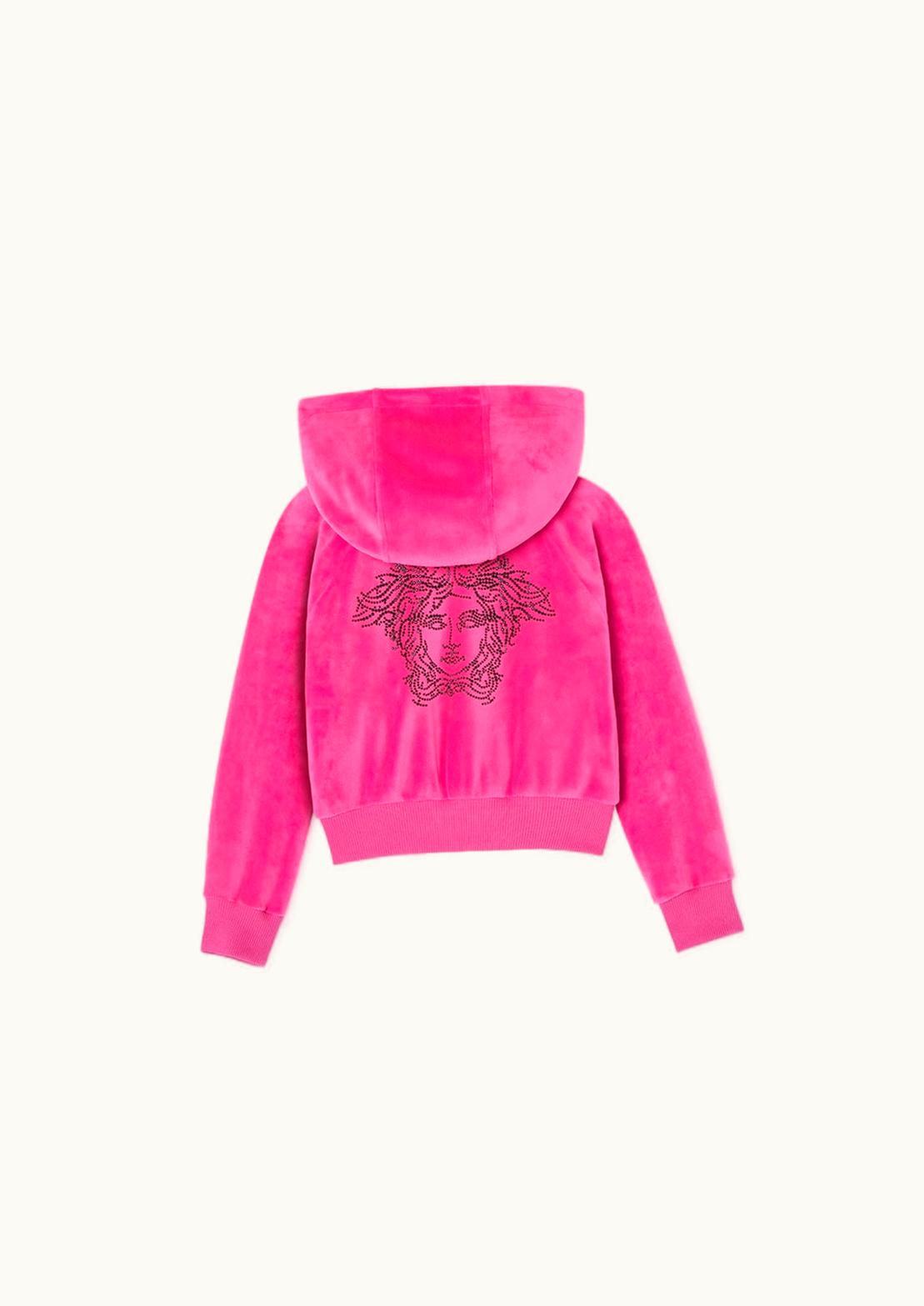 Versace Versace Logo Kids Velvet Hoodie Pink