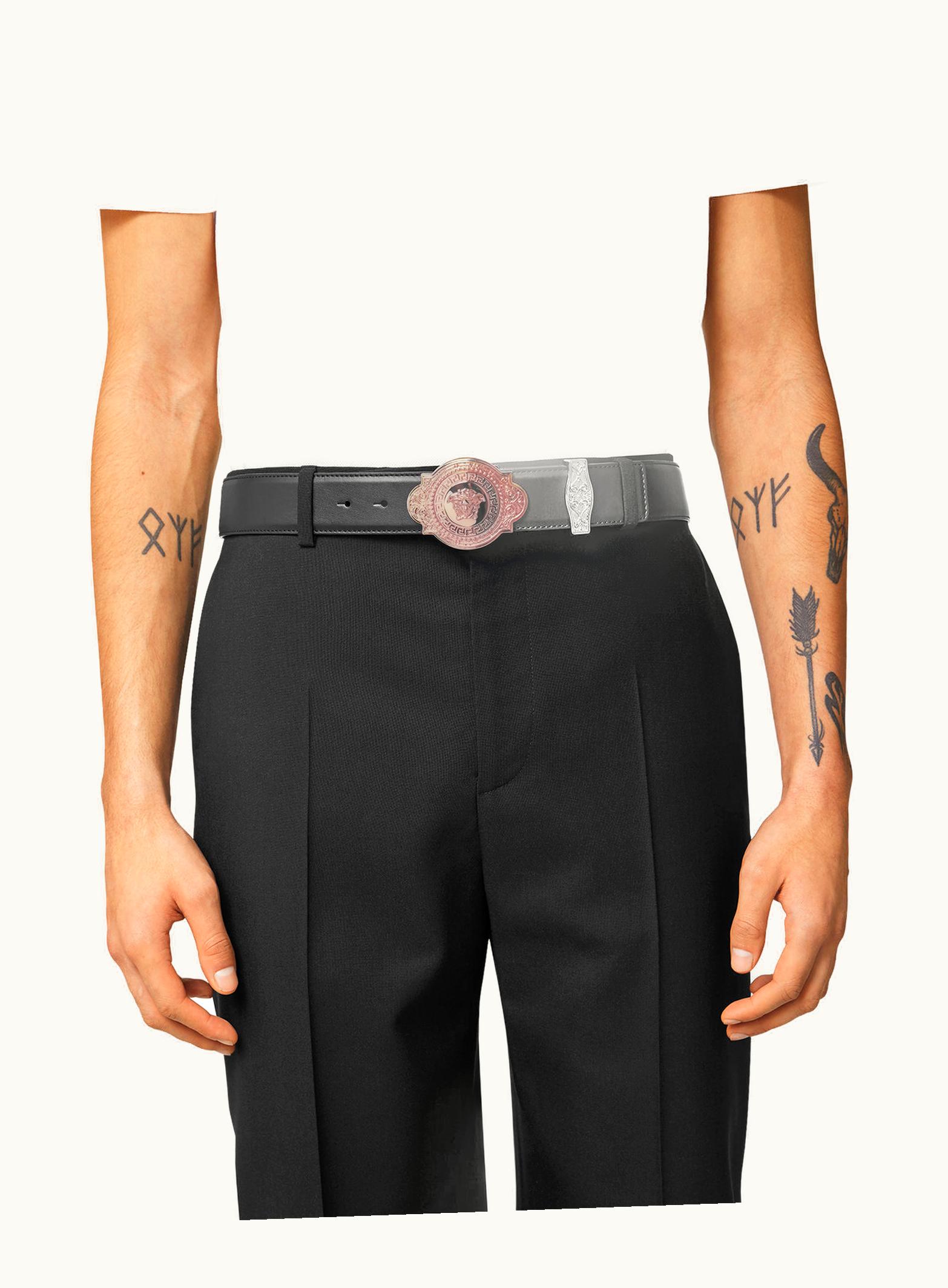 Versace Versace Rodeo Leather Belt Black, Gold