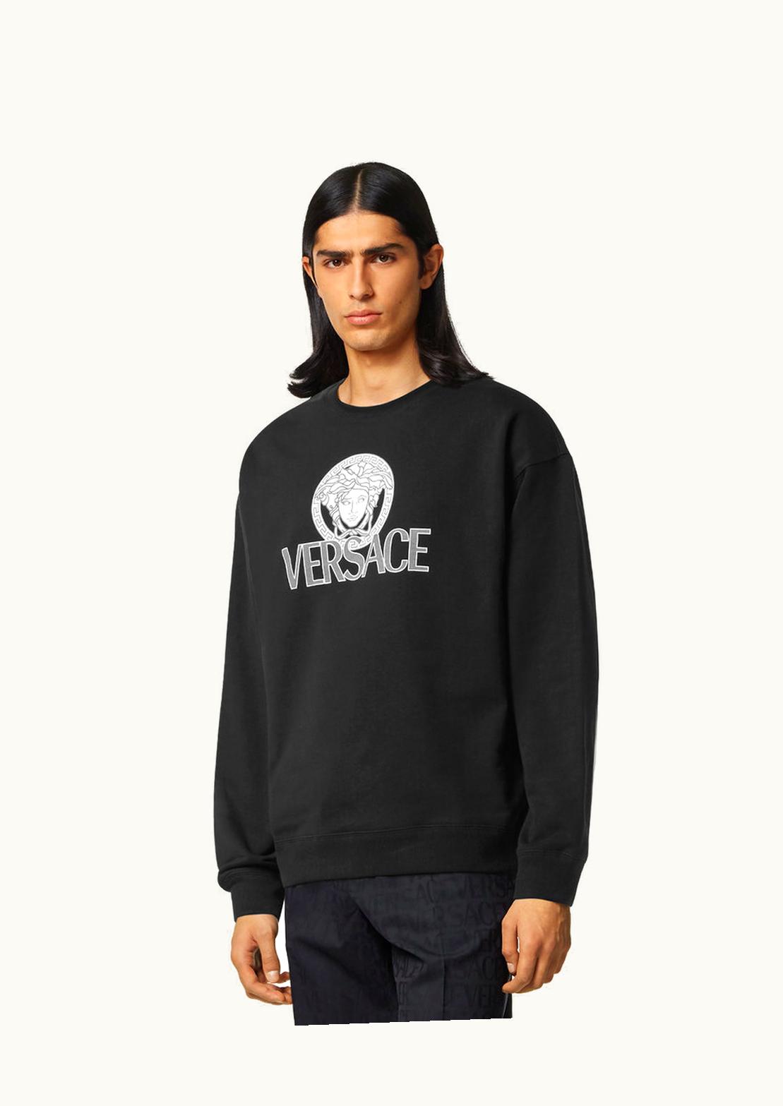 Versace Versace Via Gesù Logo Cotton Jersey Sweatshirt Black
